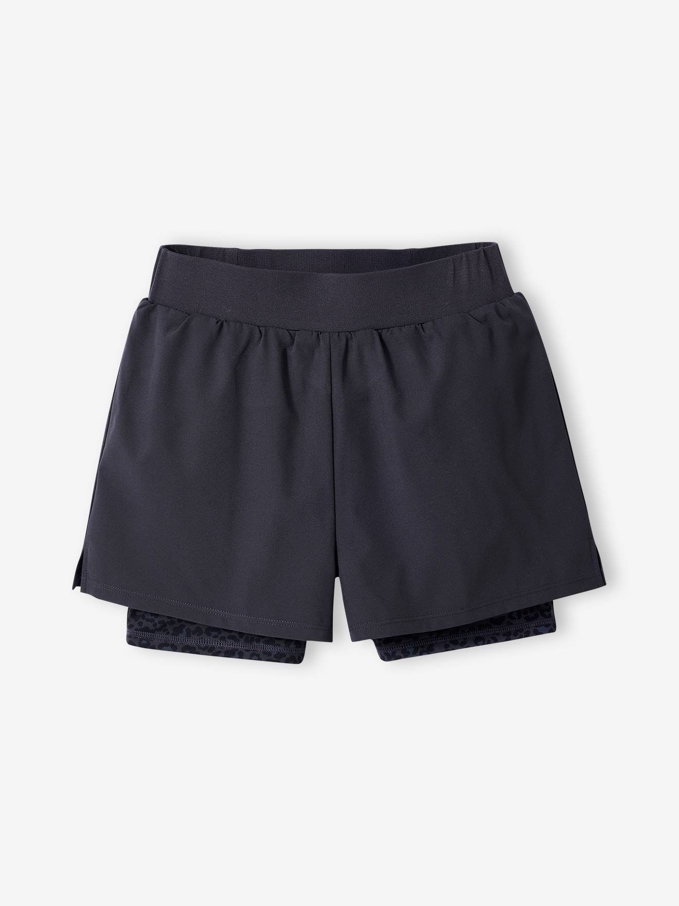 2-in-1 Sportshorts mit Radlerhose Mädchen JONEN schwarz Gr. 140