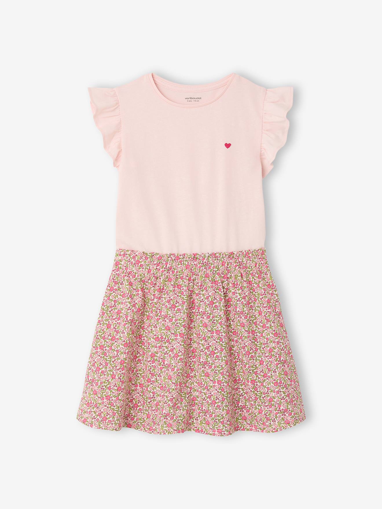 Vertbaudet 2-In-1-Kleid Mit Herzstickerei Mädchen Hell Hellrosa 146/152