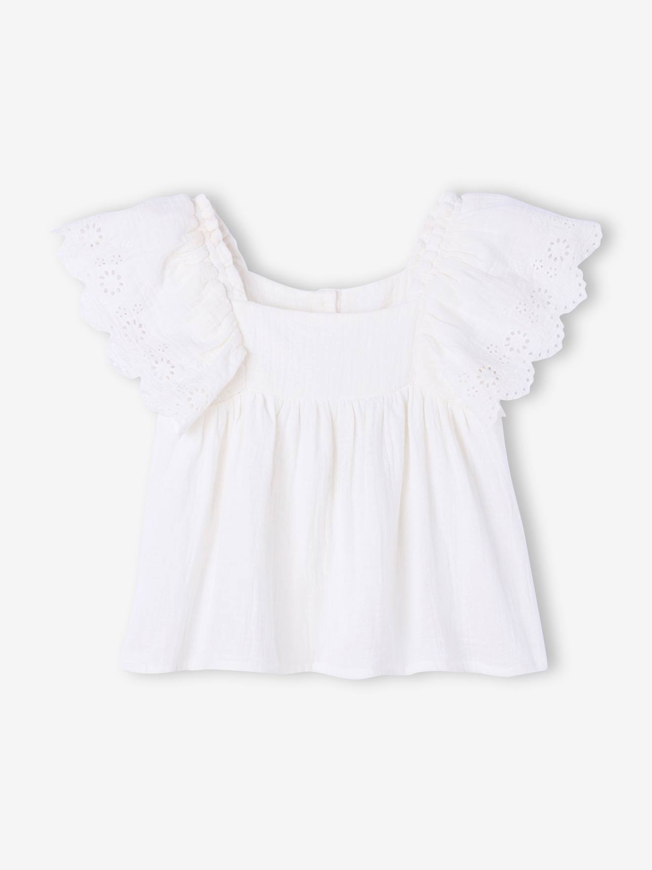 Vertbaudet Musselin-Bluse Wollweiß 146/152