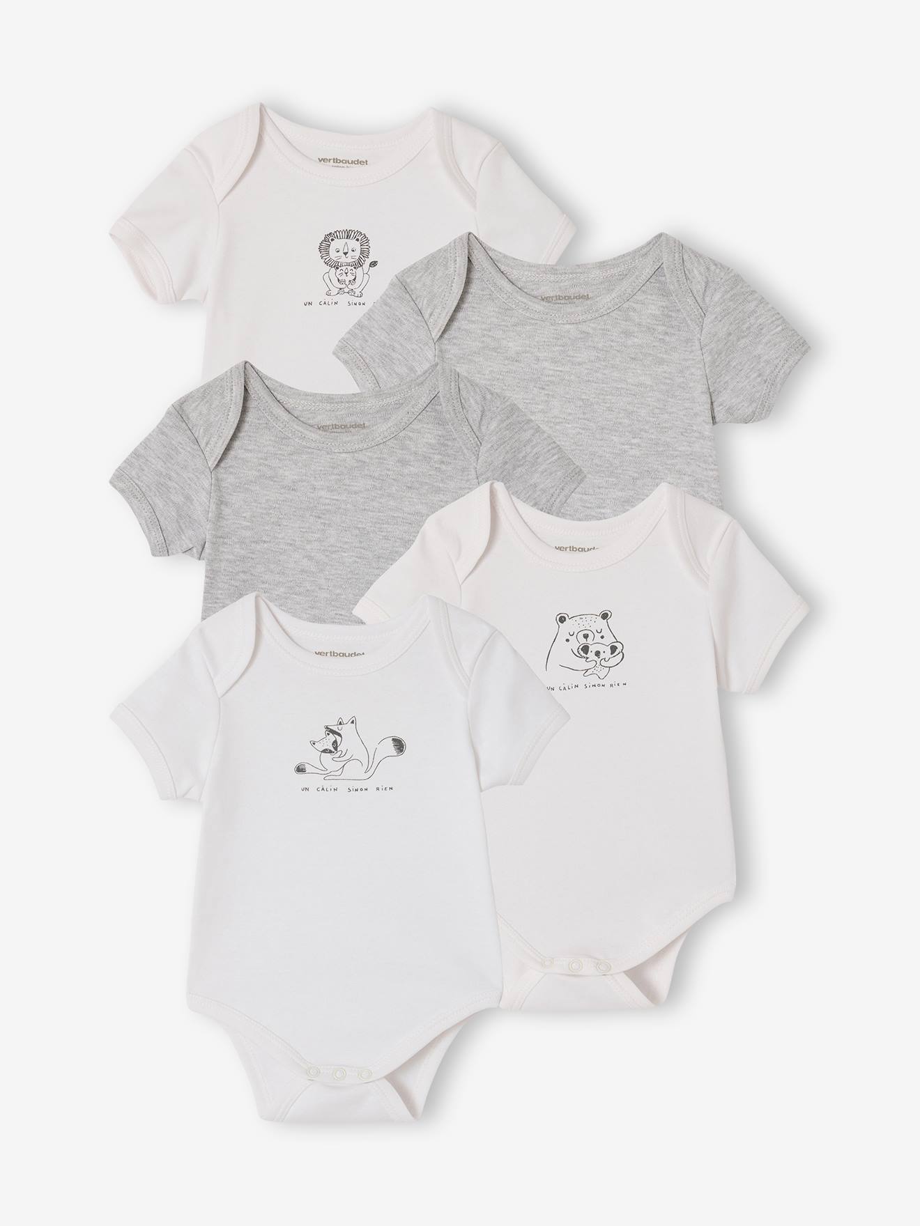 5er-Pack Baby Kurzarm-Bodys aus Bio-Baumwolle BASIC set weiß Gr. 80 von vertbaudet