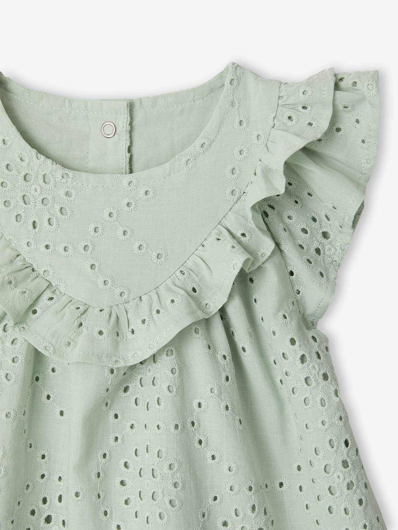 Thumbnail - Baby Bluse Mädchen mit Lochstickerei aus Baumwolle