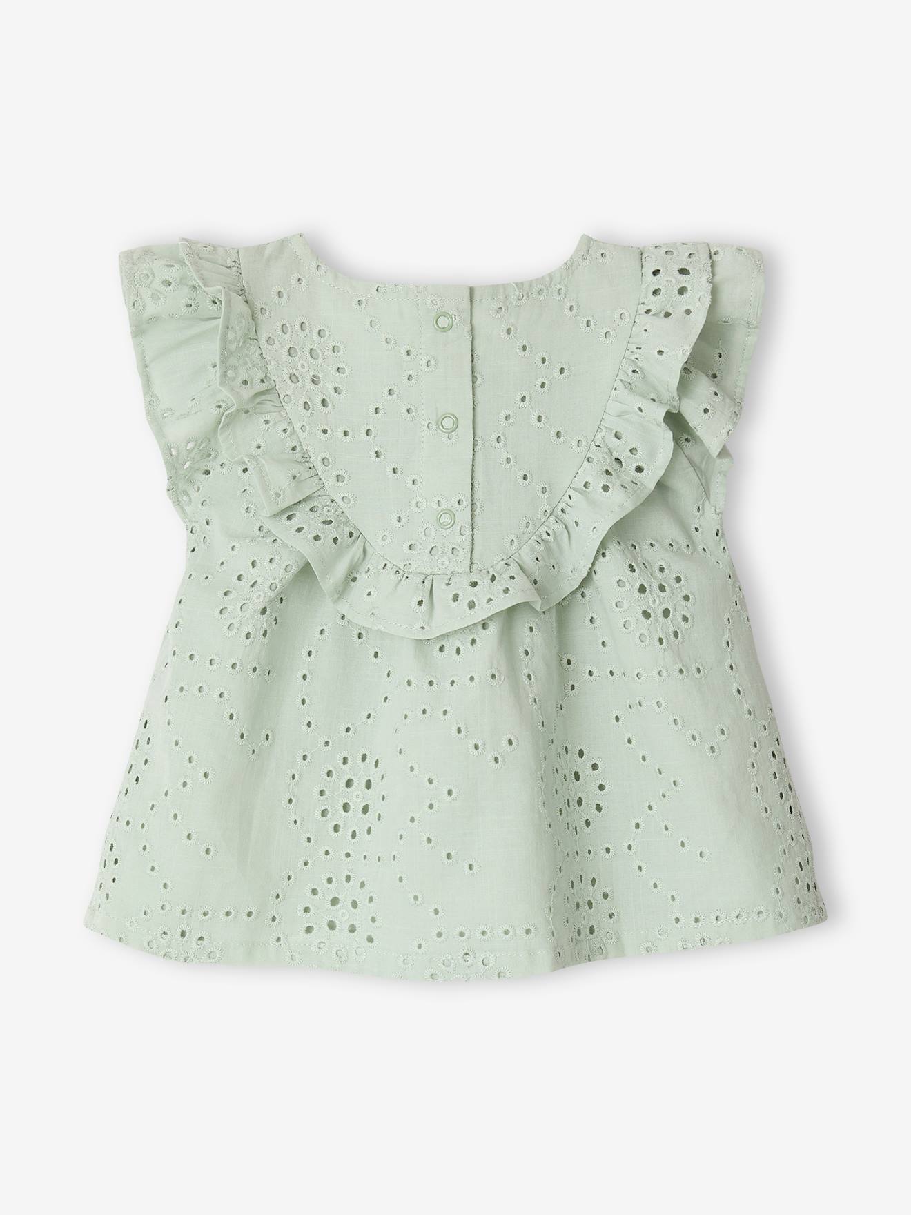 Thumbnail - Baby Bluse Mädchen mit Lochstickerei aus Baumwolle