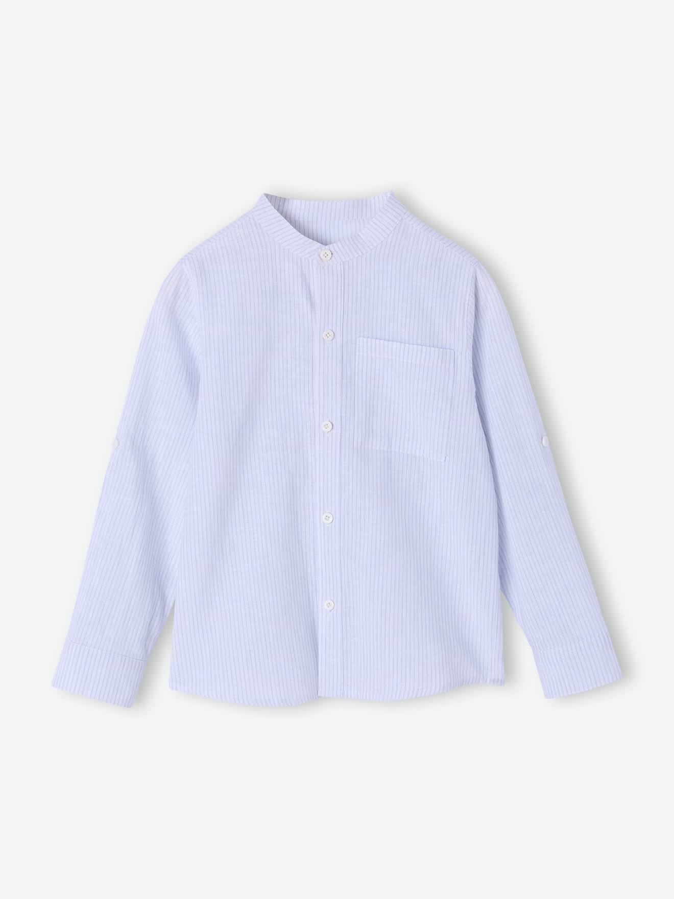 Thumbnail - Jungen Hemd aus Leinenmix mit Stehkragen