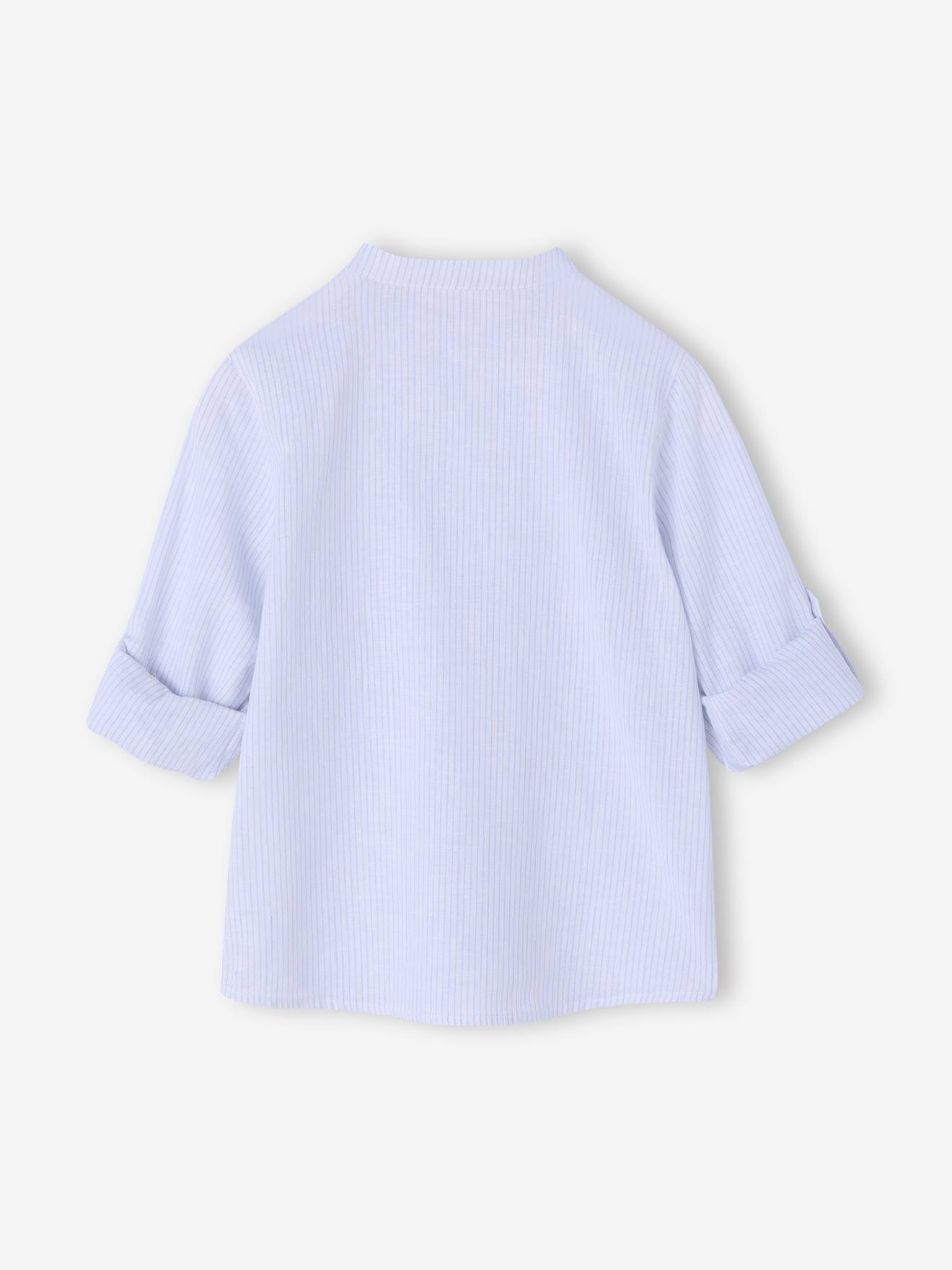 Thumbnail - Jungen Hemd aus Leinenmix mit Stehkragen