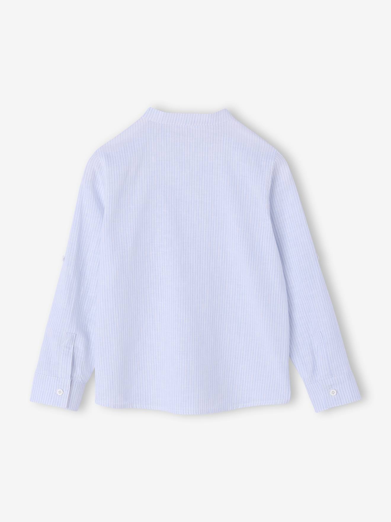 Thumbnail - Jungen Hemd aus Leinenmix mit Stehkragen