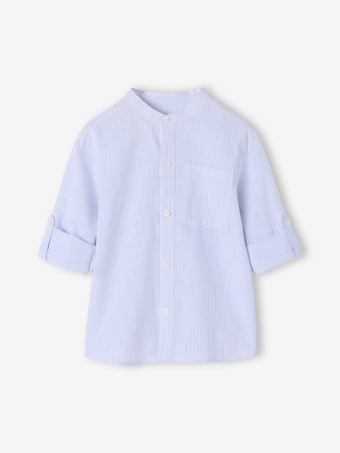 Thumbnail - Jungen Hemd aus Leinenmix mit Stehkragen