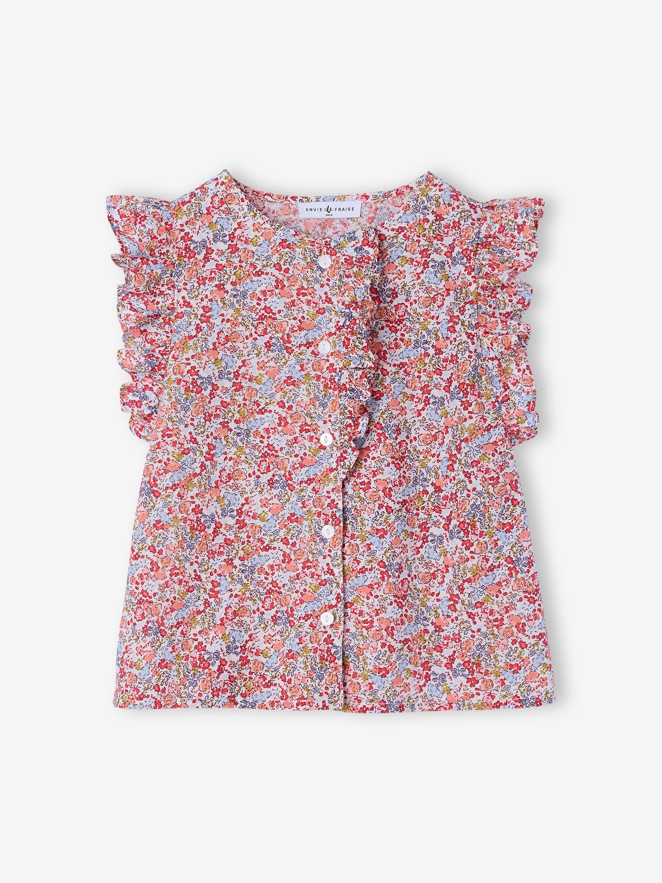 Bluse Mädchen mit Volantärmeln ENVIE DE FRAISE Bio-Baumwolle