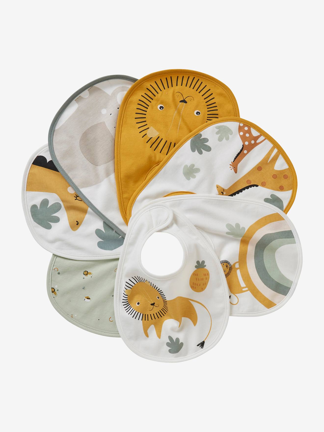 Vertbaudet Bio-Kollektion: 7Er-Pack Baby-Lätzchen Pack Gelb/Hellgrün Tansania Einheitsgröße