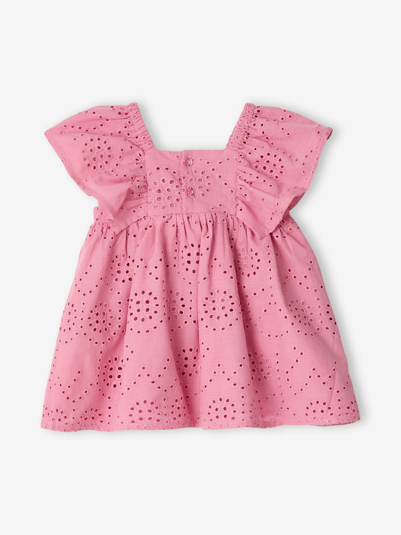 Thumbnail - Baby Kleid mit Lochstickerei und Volantärmeln