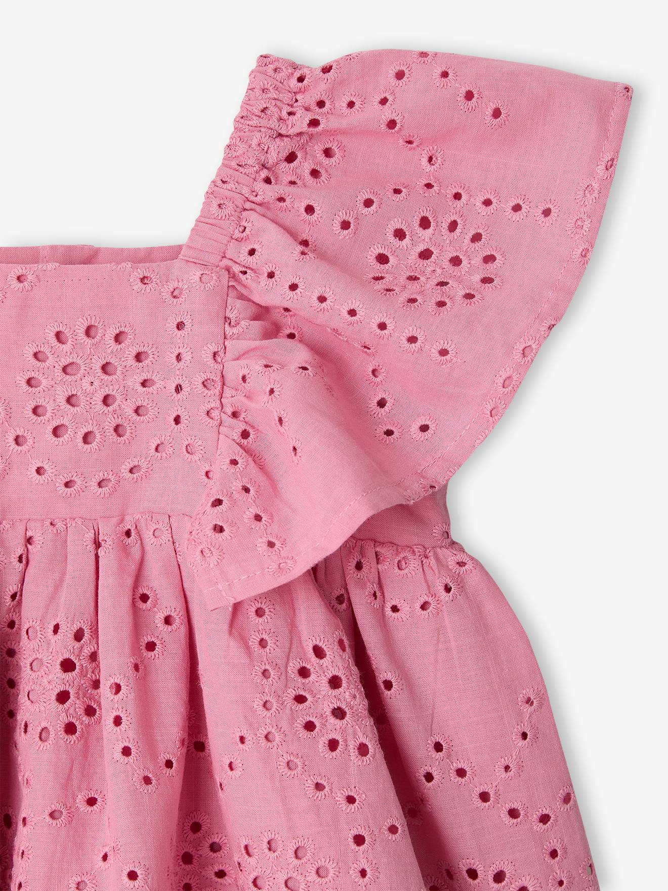 Thumbnail - Baby Kleid mit Lochstickerei und Volantärmeln