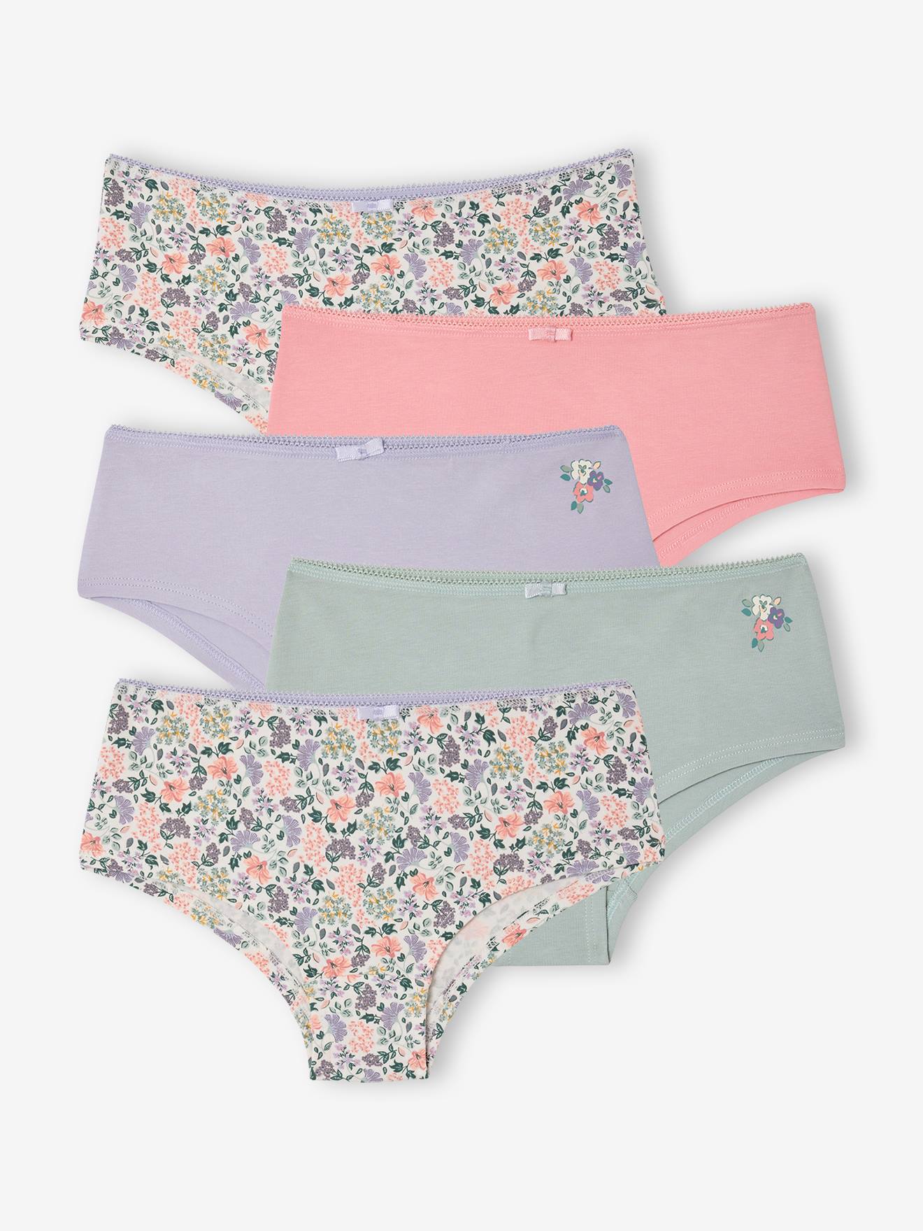 5er-Pack Mädchen Shortys aus Bio-Baumwolle salbeigrün Gr. 158 von vertbaudet