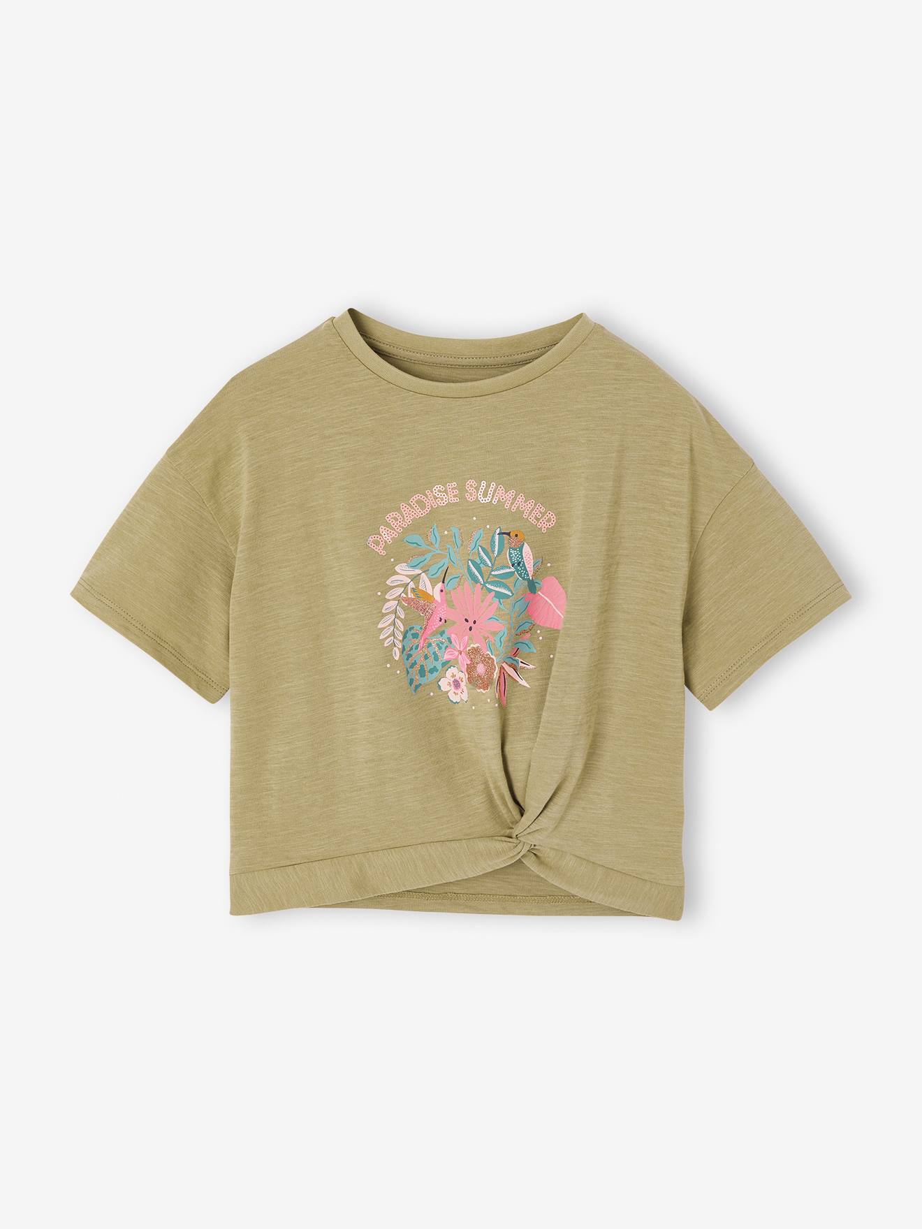 T-Shirt Mädchen mit Zierknoten am Saum