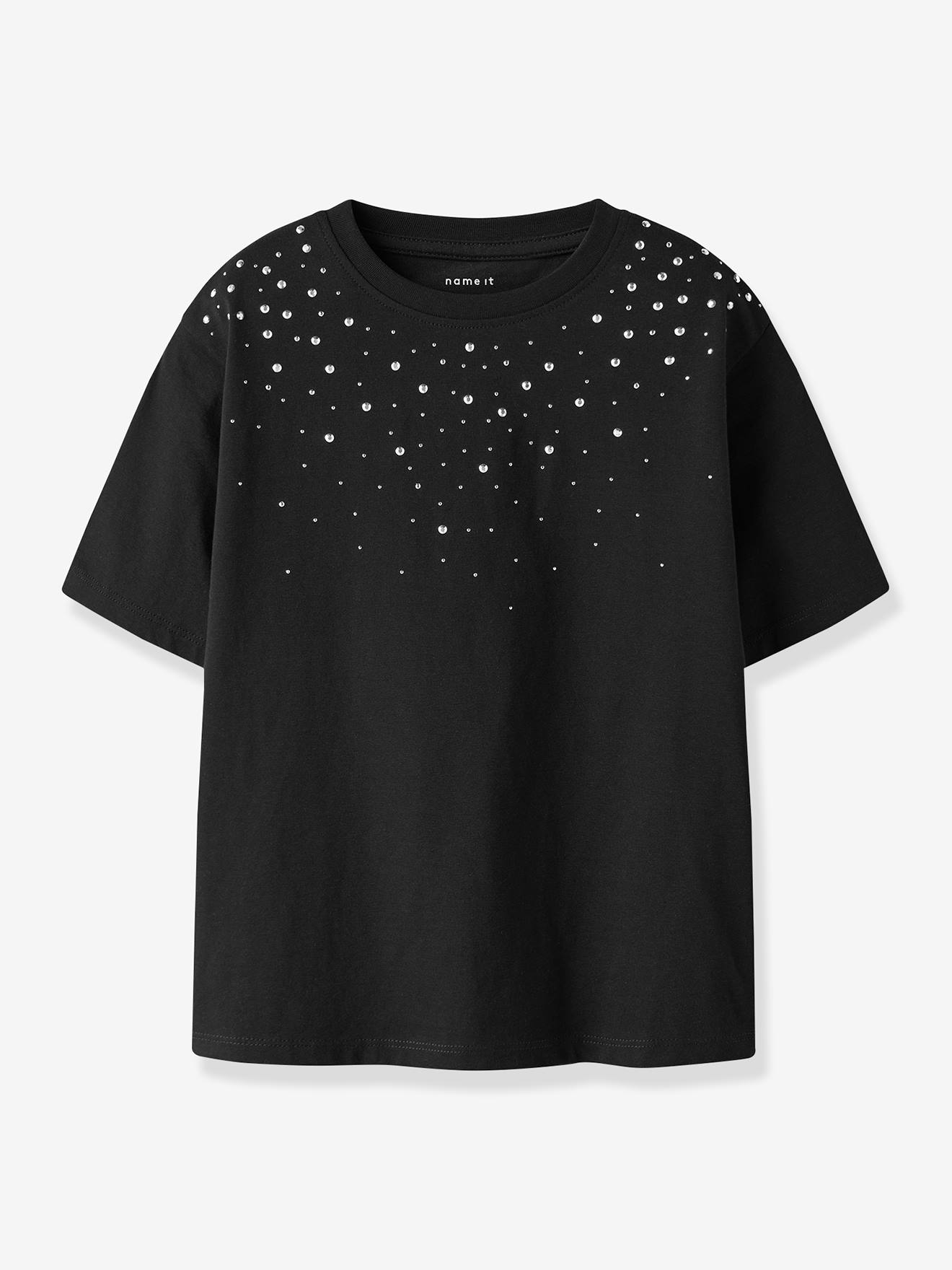 T-Shirt mit Strass & Boxy-Fit Mädchen NAME IT schwarz Gr. 134/140