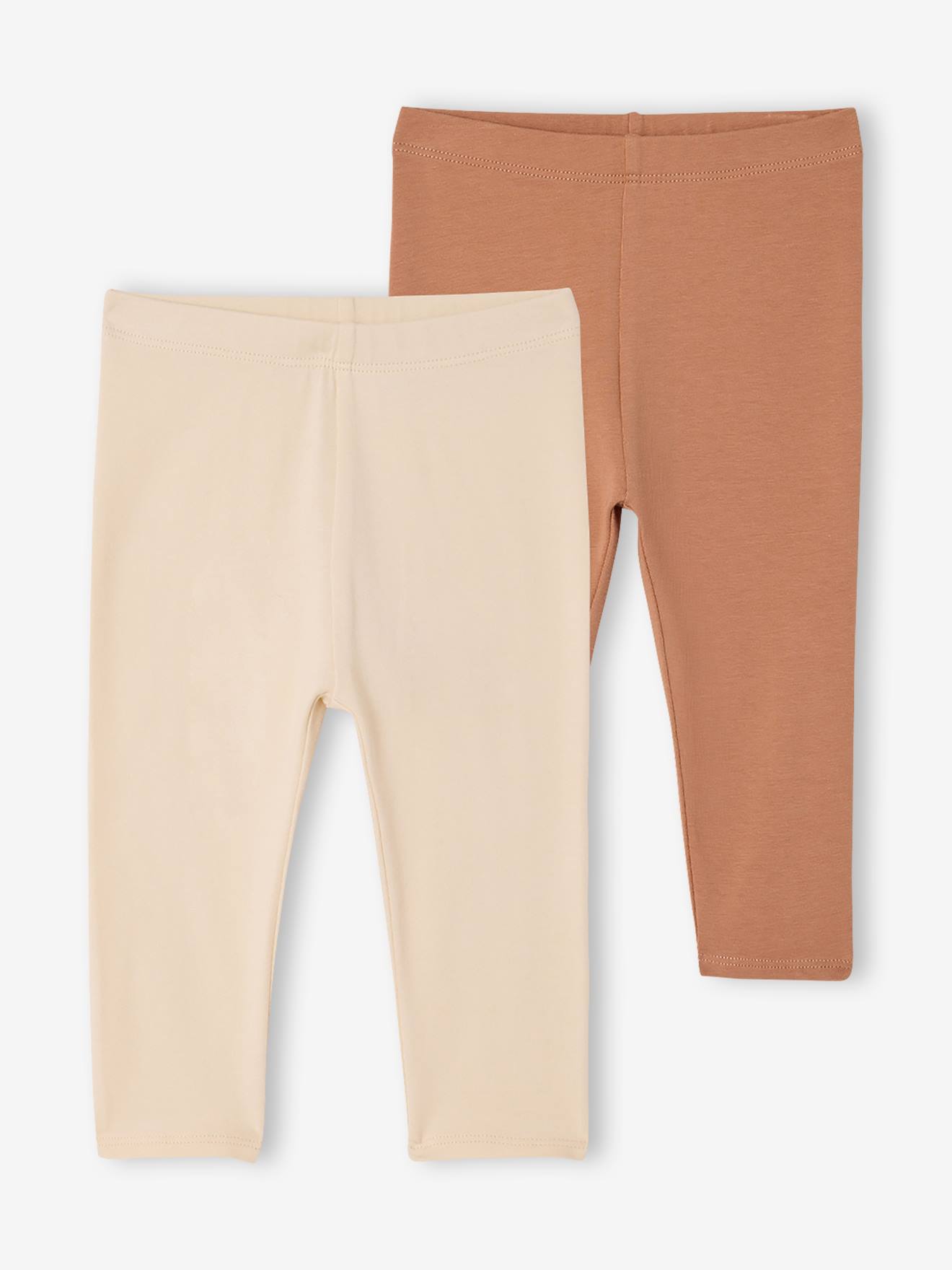 2er-Pack Mädchen Baby Leggings BASIC pekannuss