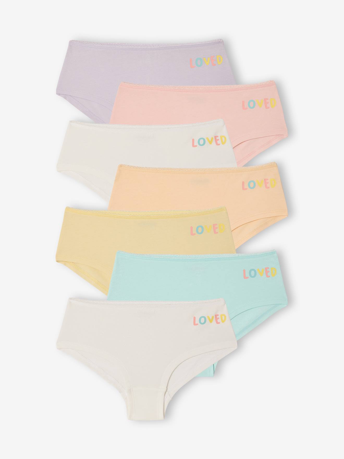 7er-Pack Mädchen Shortys LOVED Bio-Baumwolle BASIC