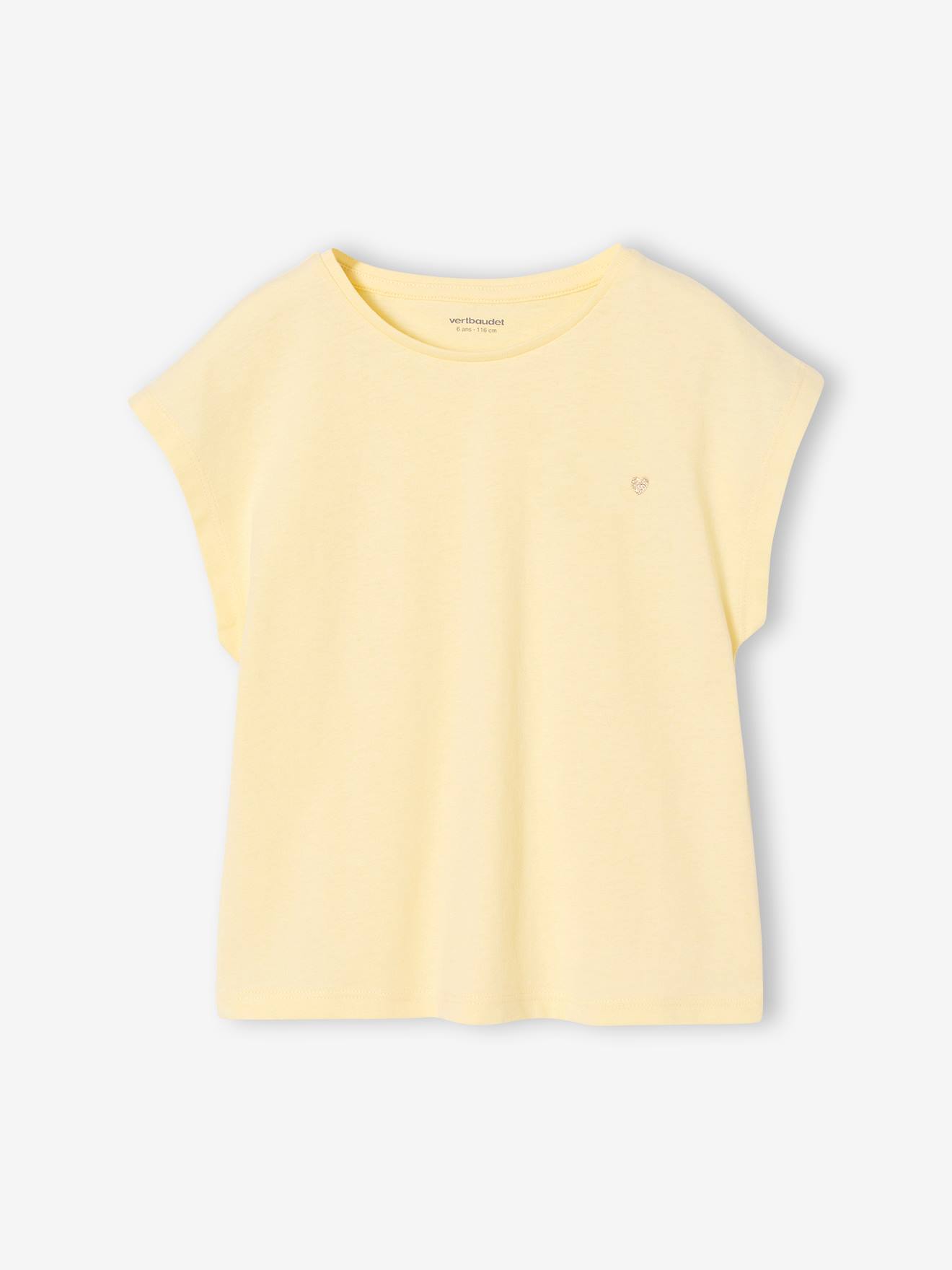 Mädchen T-Shirt BASIC, personalisierbar hellgelb Gr. 158 von vertbaudet