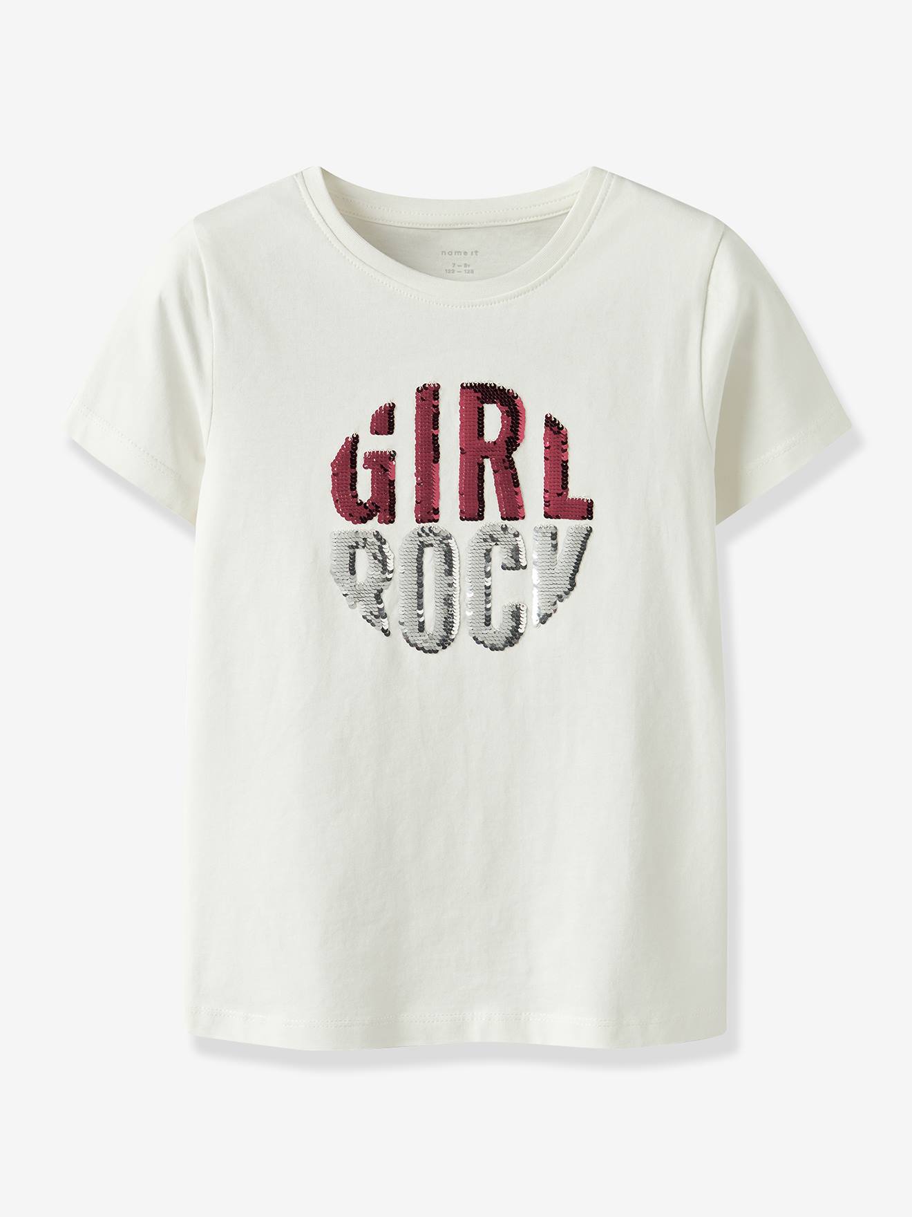 T-Shirt mit Wendepailletten & Boxy-Fit Mädchen NAME IT creme Gr. 134/140