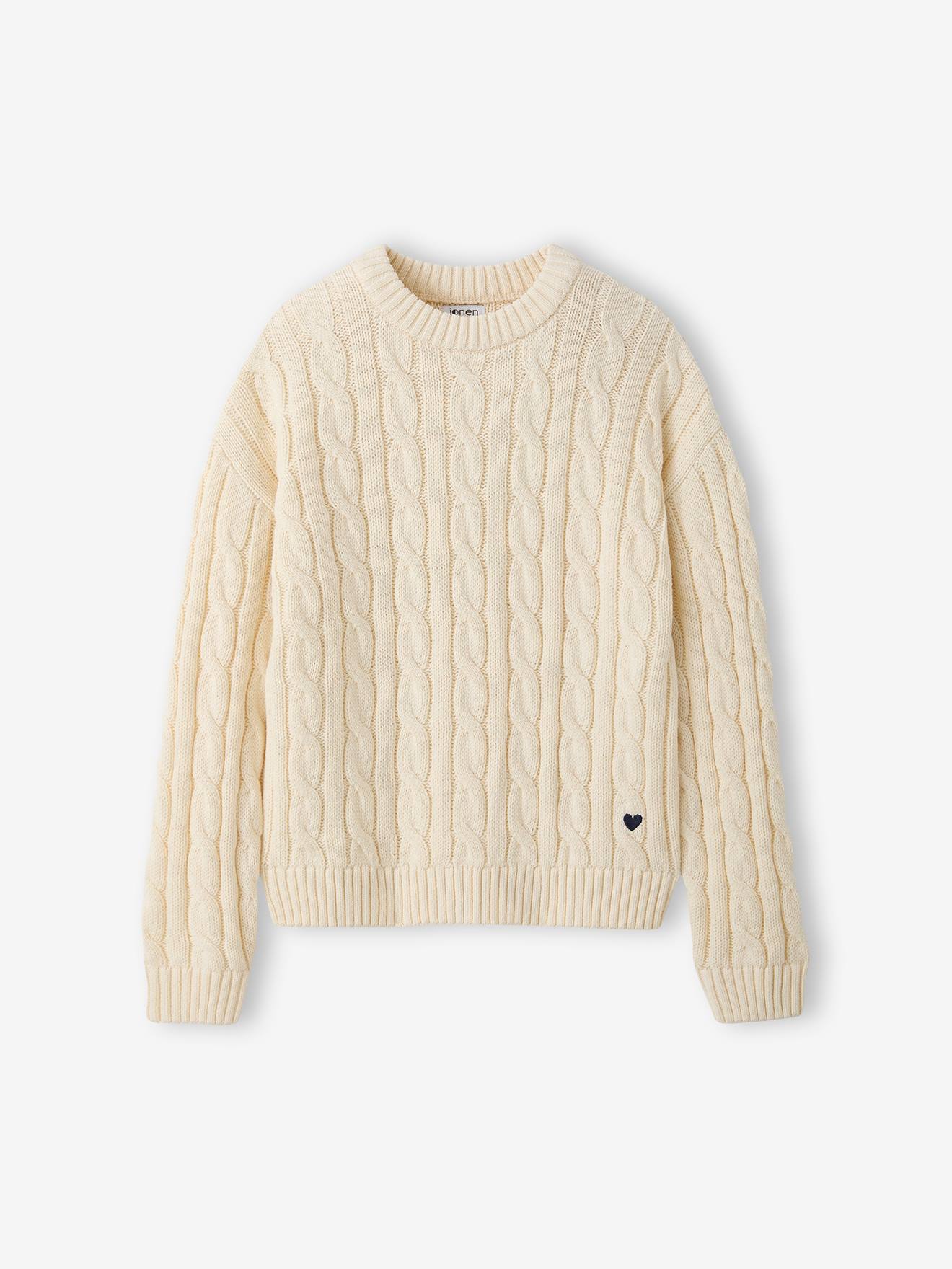 Thumbnail - Grobstrick-Pullover mit Herz-Stickerei Mädchen JONEN vanille