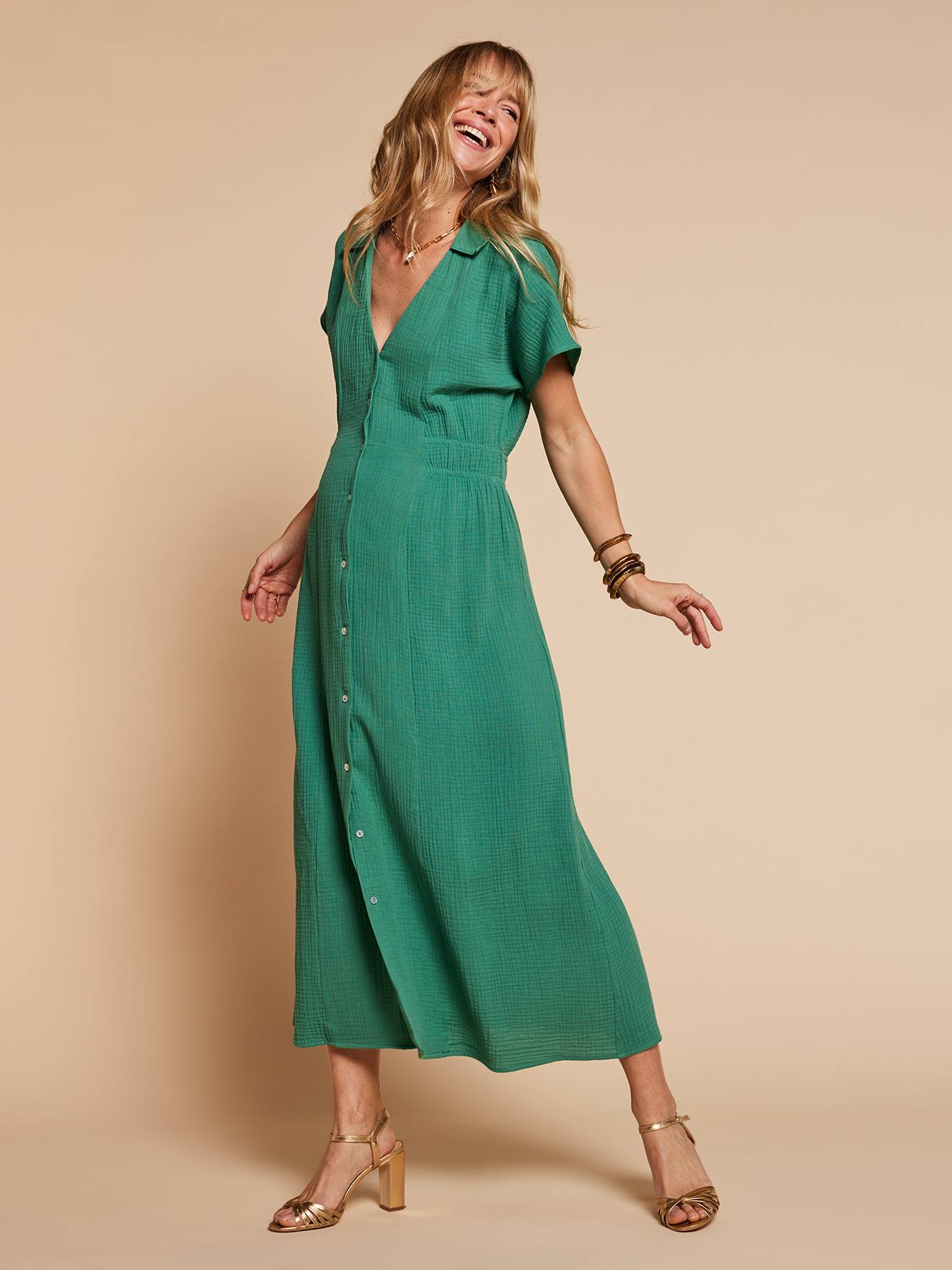 Langes Hemdblusenkleid für Schwangerschaft und Stillzeit ENVIE DE FRAISE