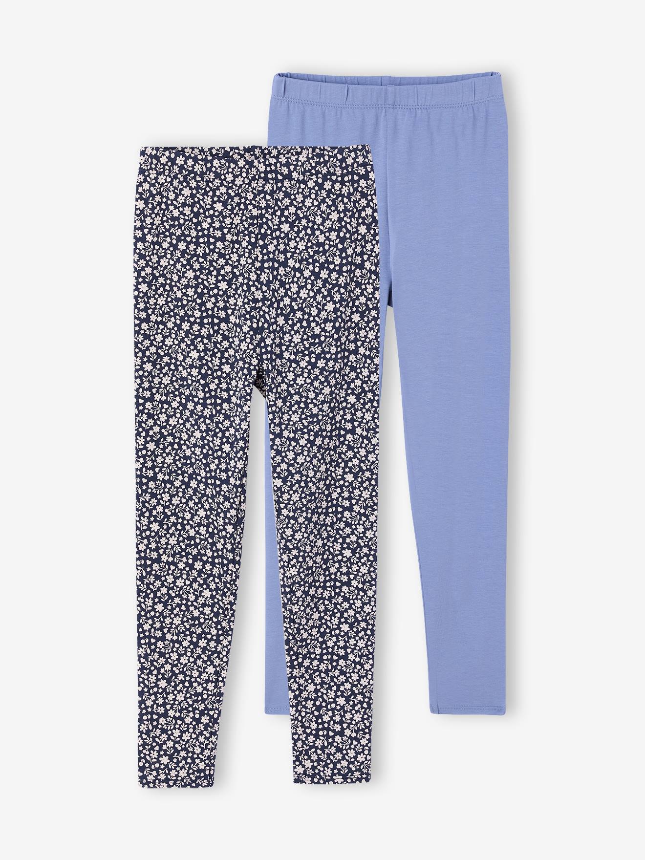 2er-Pack Mädchen Leggings BASIC indigo-blau Gr. 140 von vertbaudet