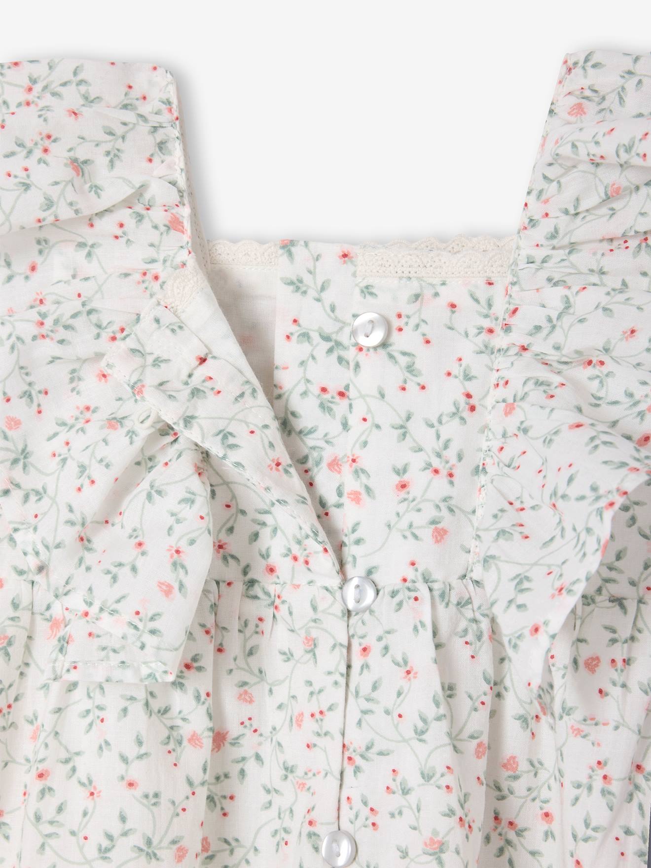 Thumbnail - Baby Kleid mit Rüschenärmeln und Blumenmotiven