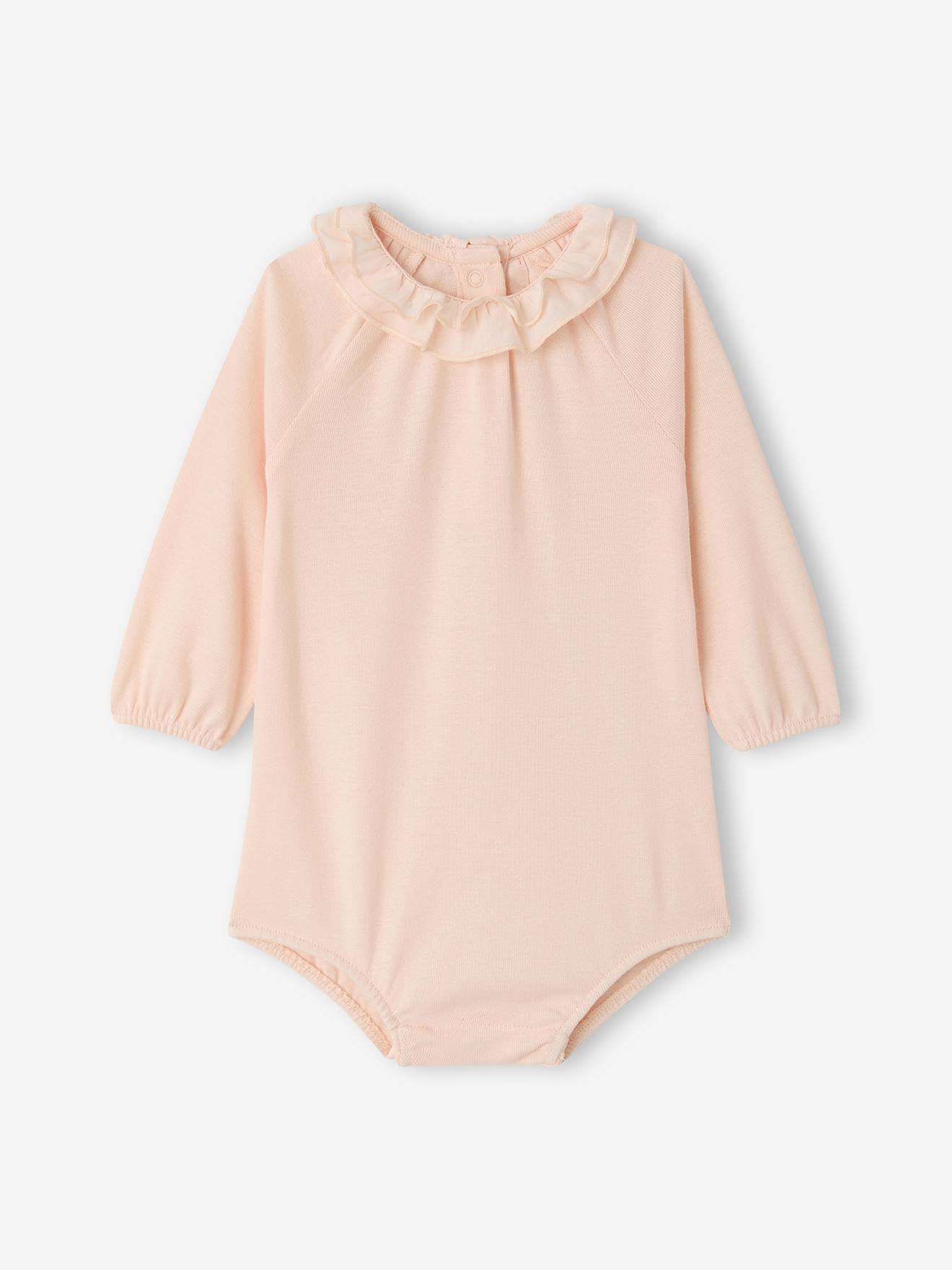 Langarm-Body mit Volantkragen Mädchen Baby hell