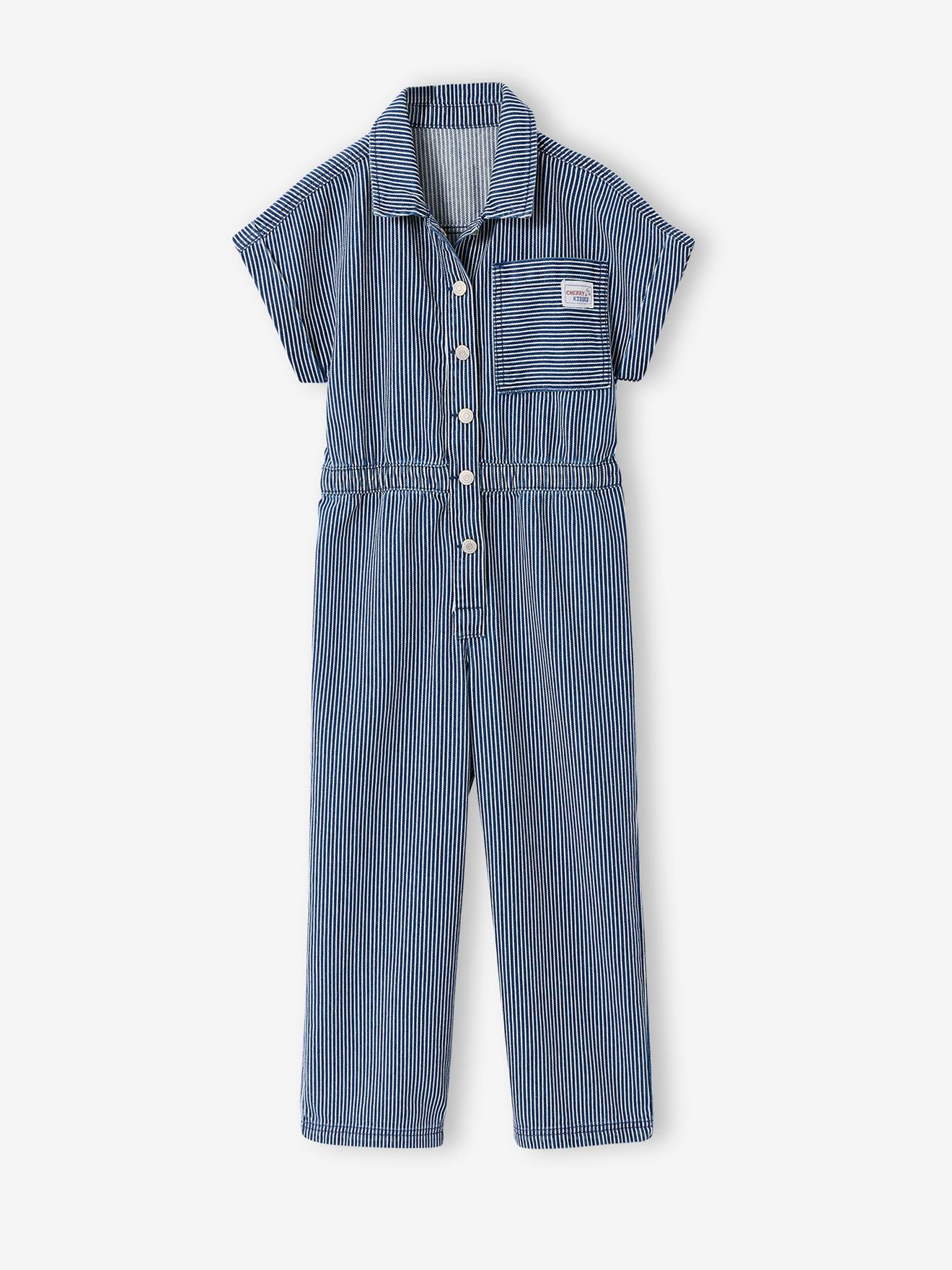 Thumbnail - Gestreifter Jumpsuit mit Hemdkragen