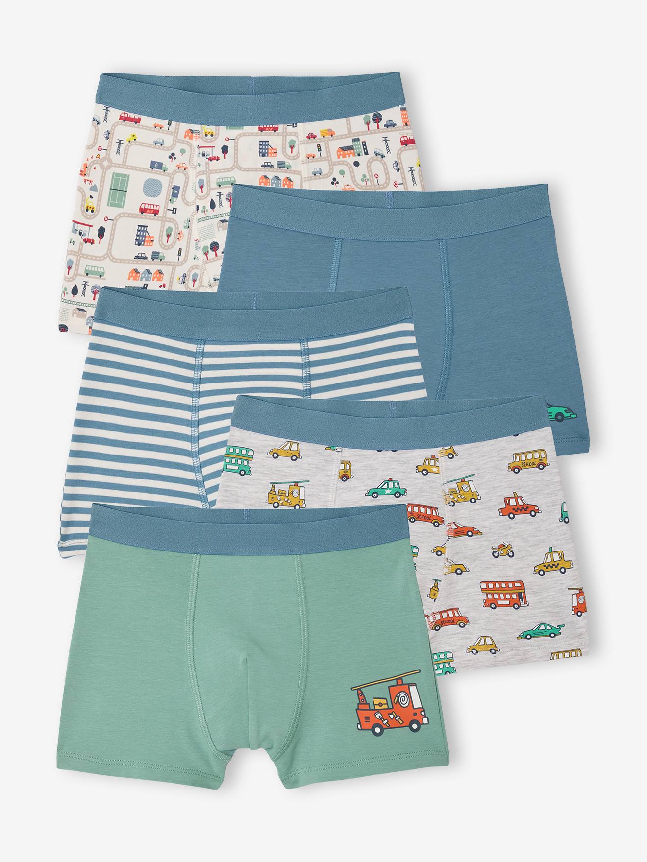 5er-Pack Boxershorts mit Auto- und Straßen-Motiven