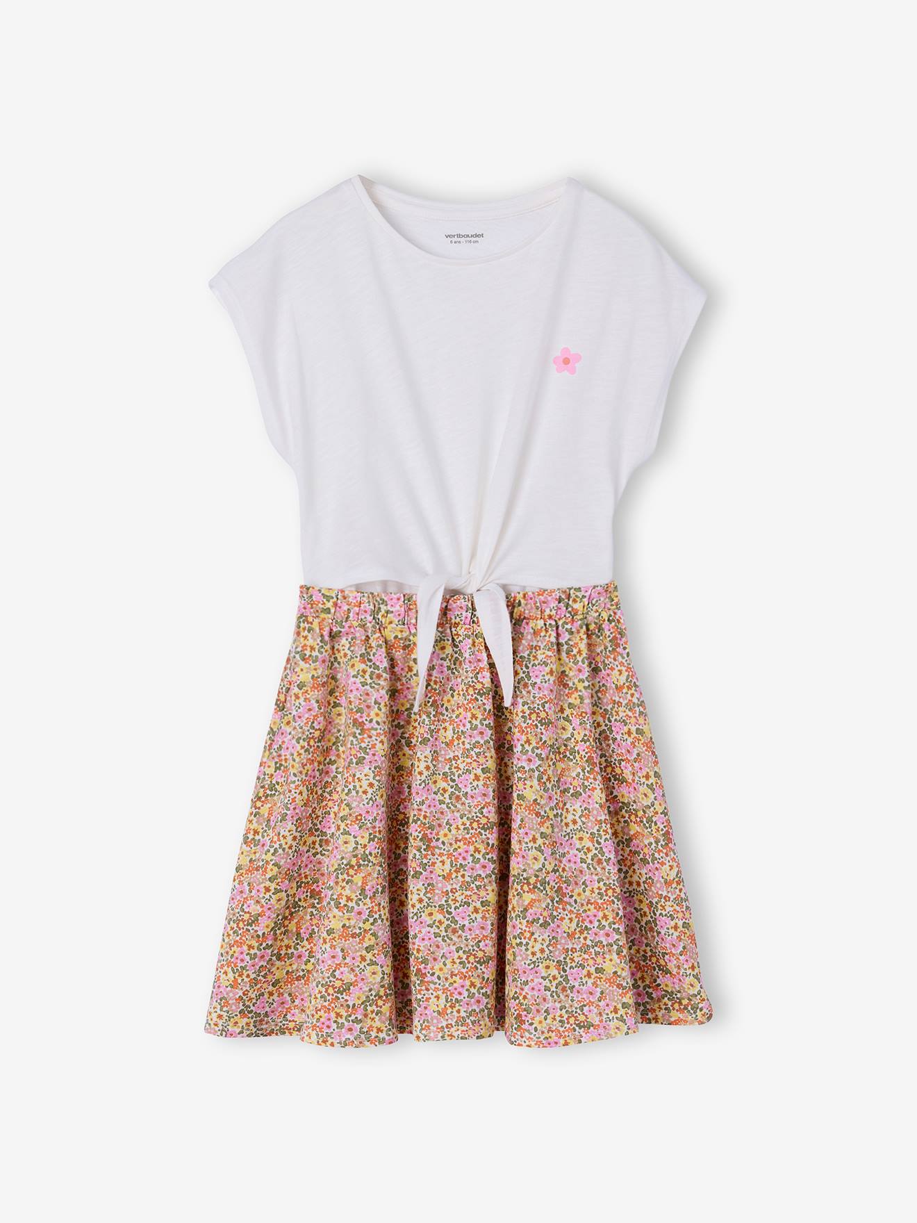 Mädchen 2-in-1-Kleid weiß Gr. 146/152 von vertbaudet