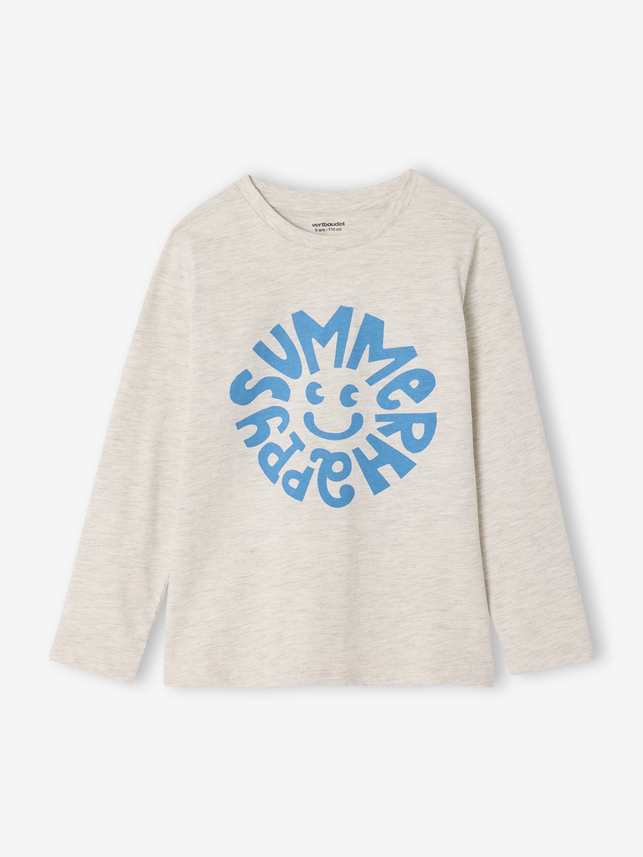 Jungen Shirt mit Print BASIC weiß Gr. 92/98 von vertbaudet