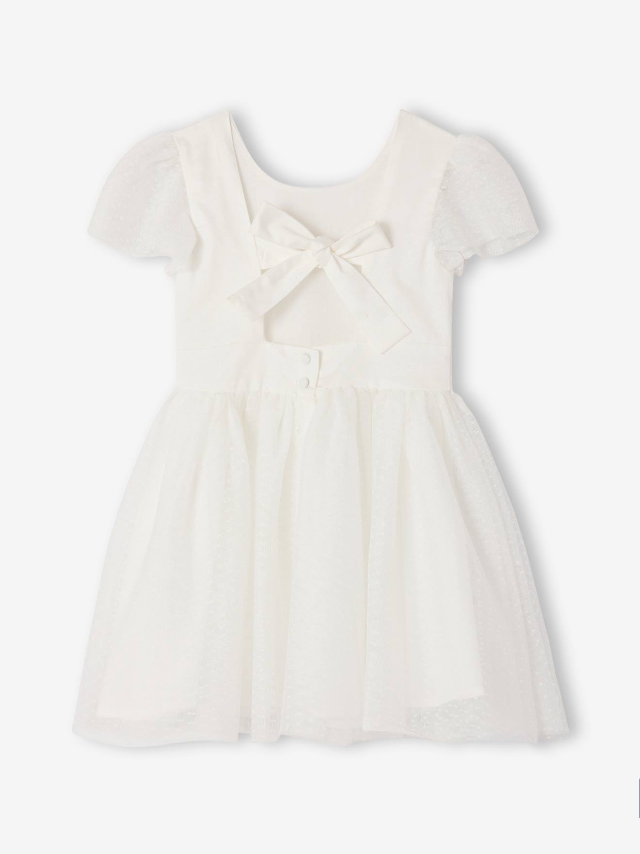 Thumbnail - Festkleid mit Plumetis-Tüll und Schleife für Mädchen