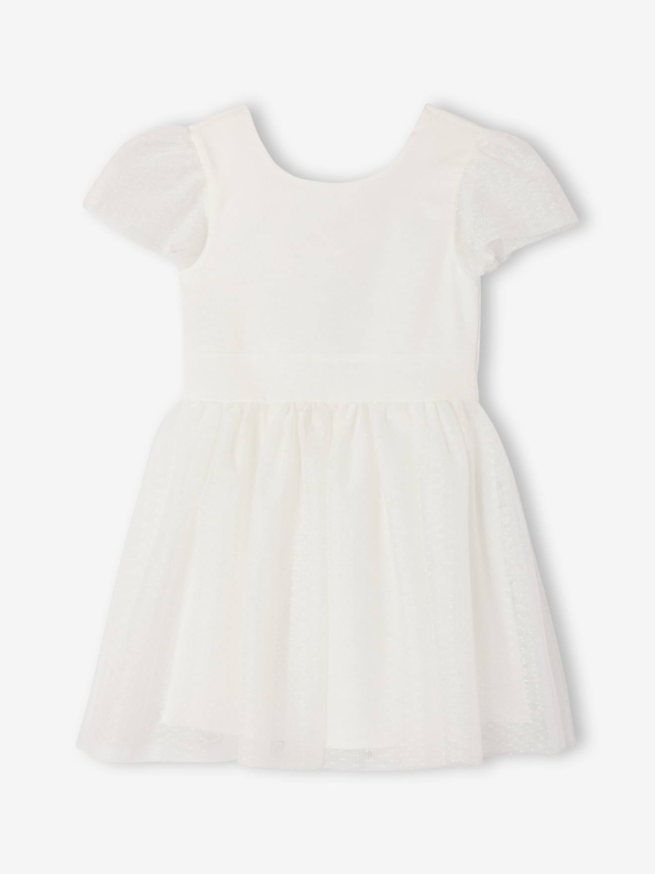 Thumbnail - Festkleid mit Plumetis-Tüll und Schleife für Mädchen