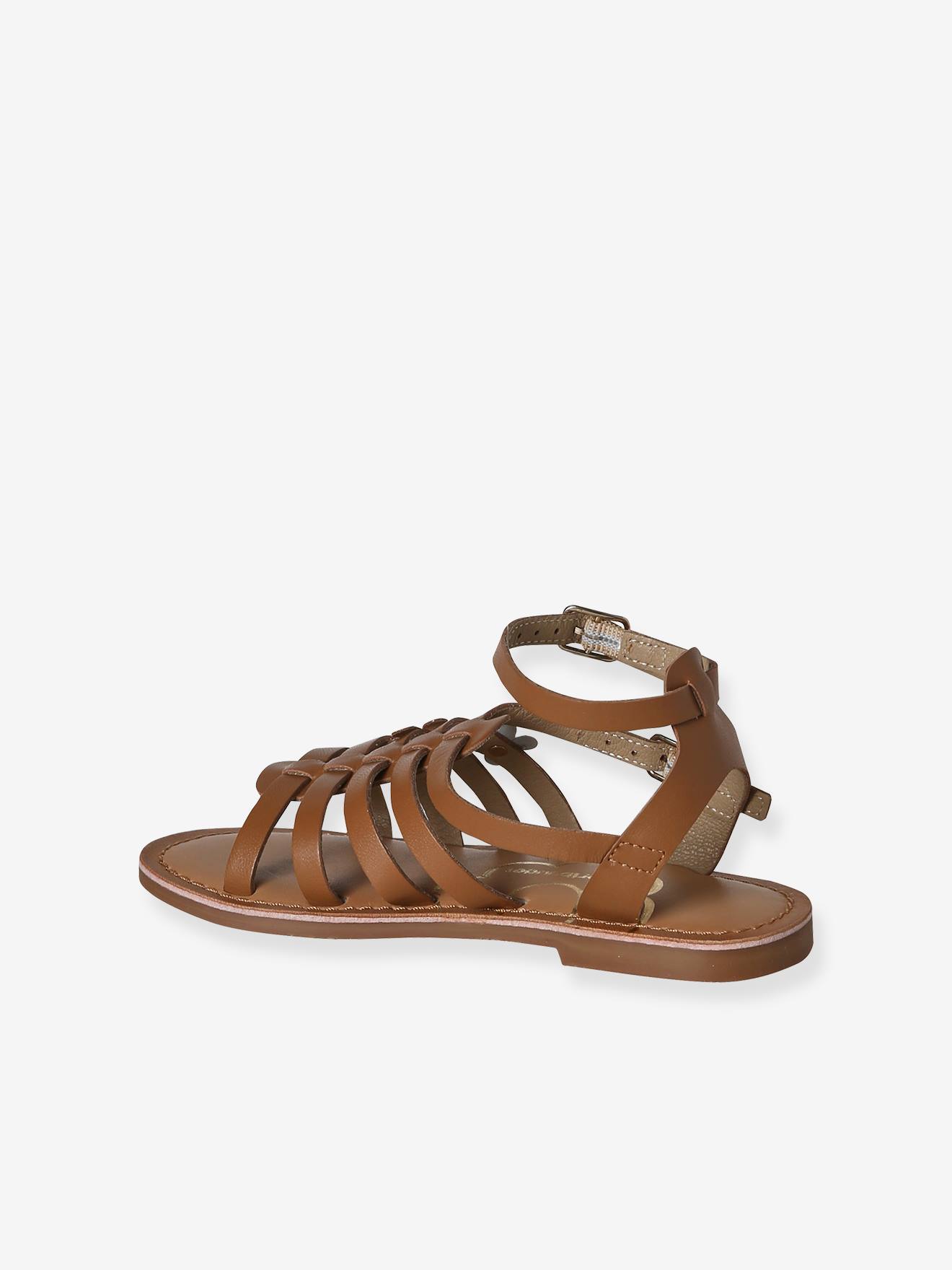 Thumbnail - Römersandalen Mädchen Leder mit Schnallen camel