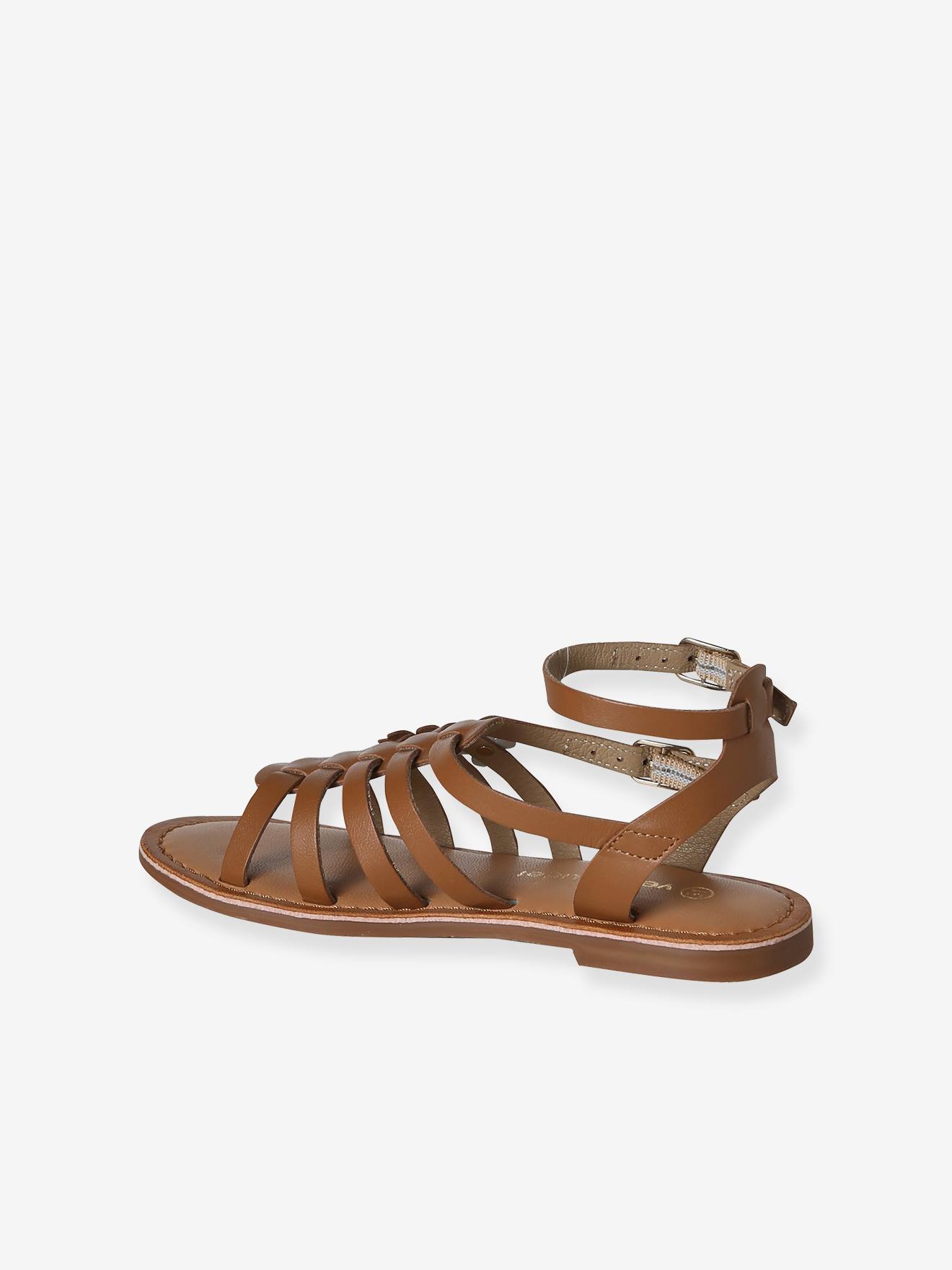 Thumbnail - Römersandalen mit Schnallen Mädchen Leder camel