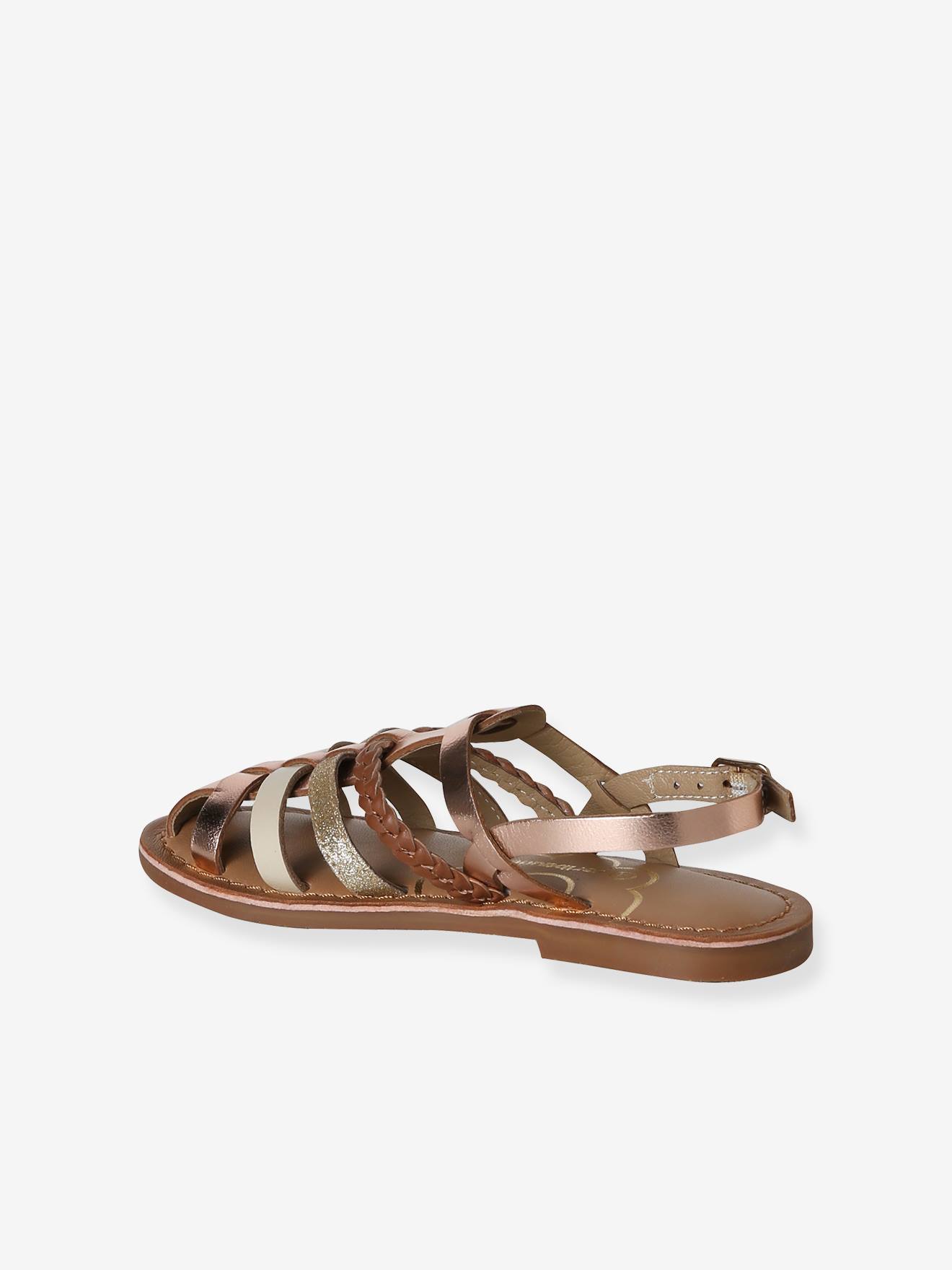 Thumbnail - Mädchen Römersandalen aus Leder mit Metallic-Effekt