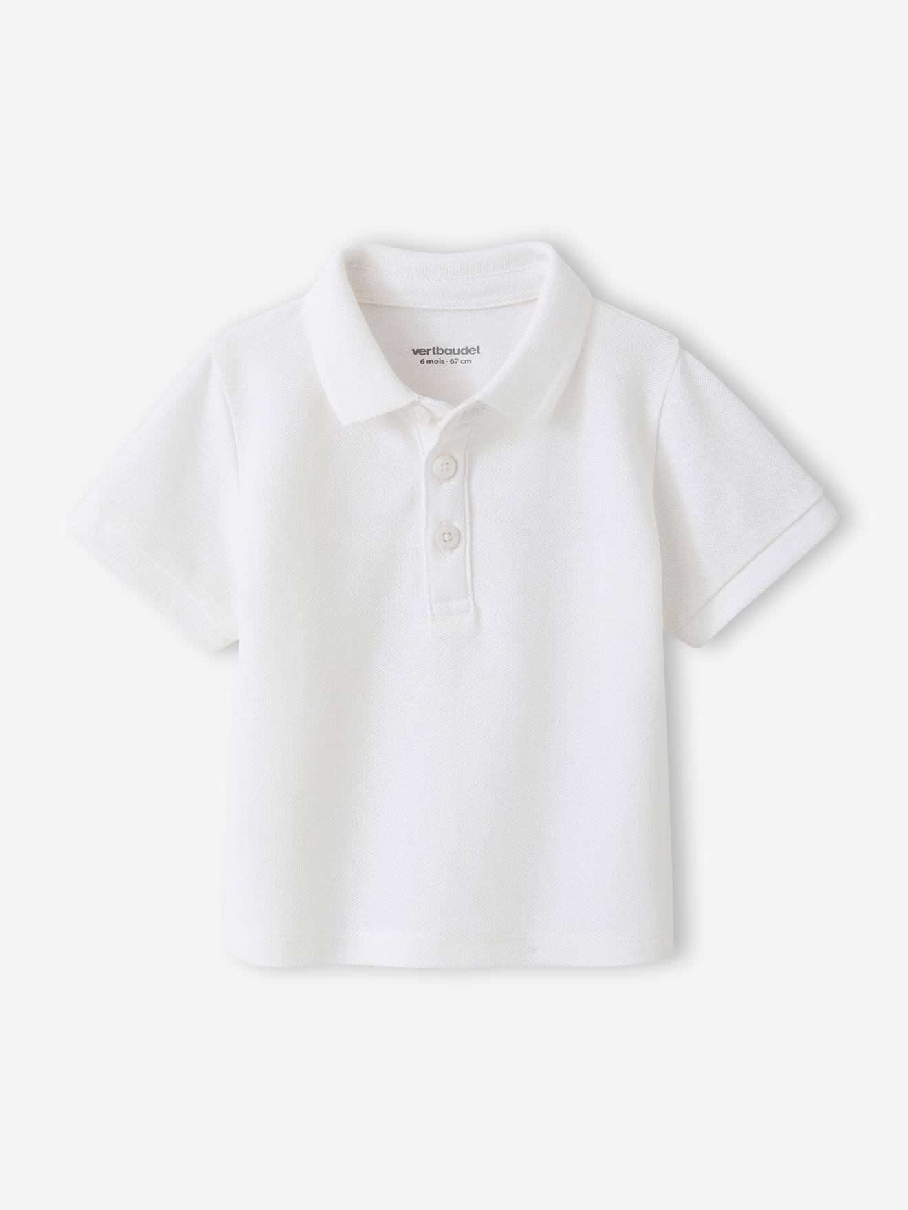 Baby Kurzarm-Poloshirt, personalisierbar weiß Gr. 80 von vertbaudet