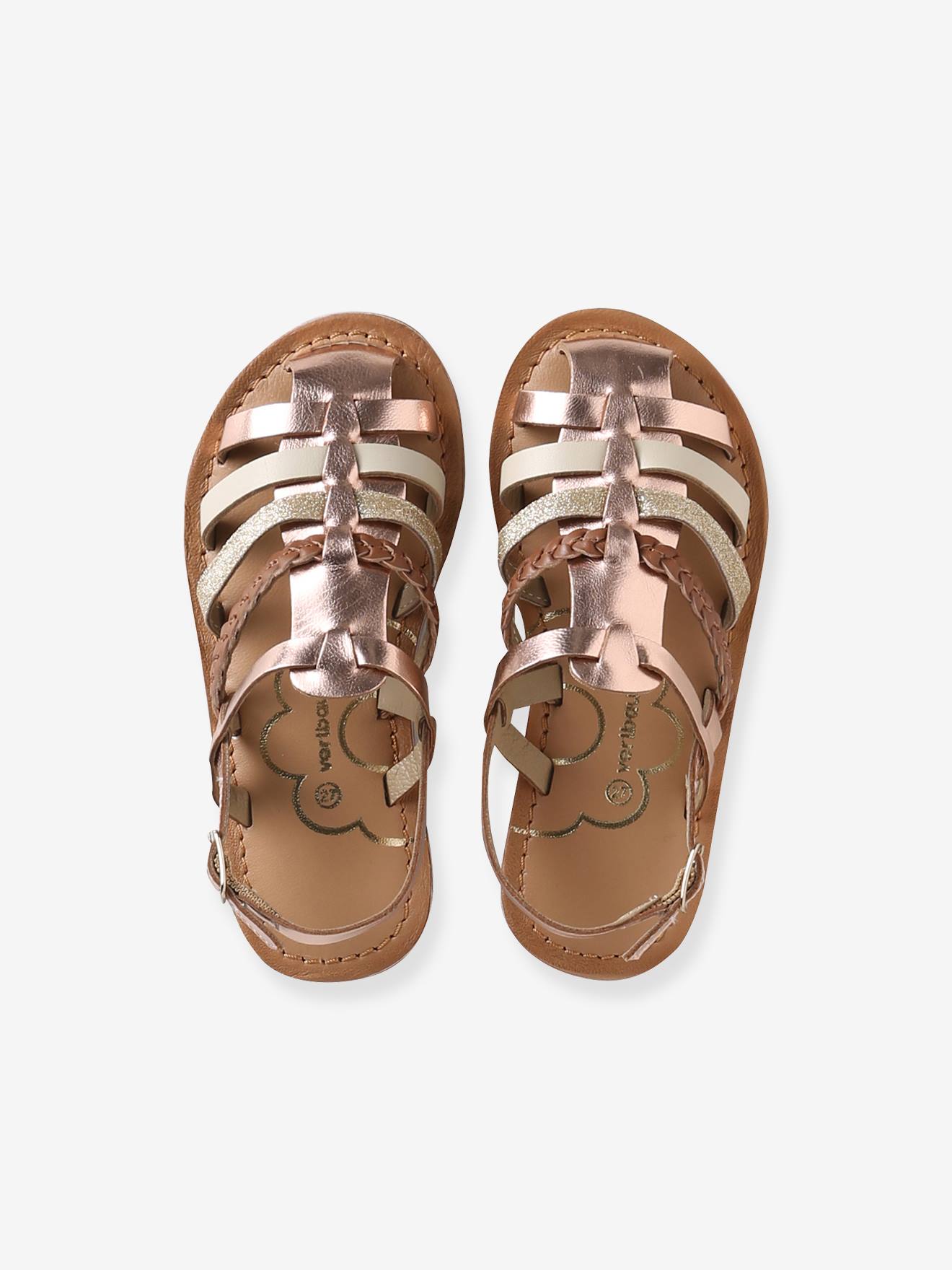 Thumbnail - Mädchen Römersandalen aus Leder mit Metallic-Effekt