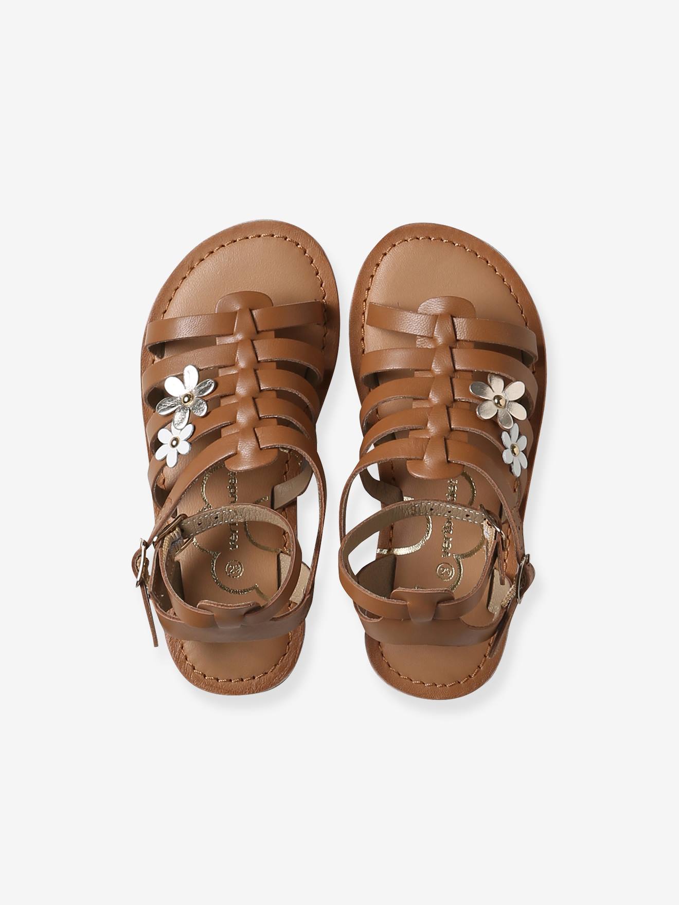 Thumbnail - Römersandalen Mädchen Leder mit Schnallen camel