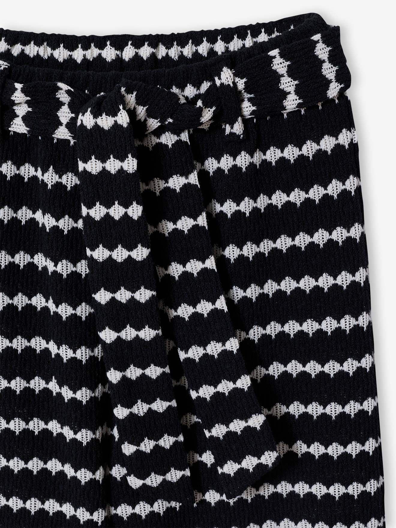 Thumbnail - Weite Mädchen Hose aus Fantasiestrick mit Gürtel JONEN