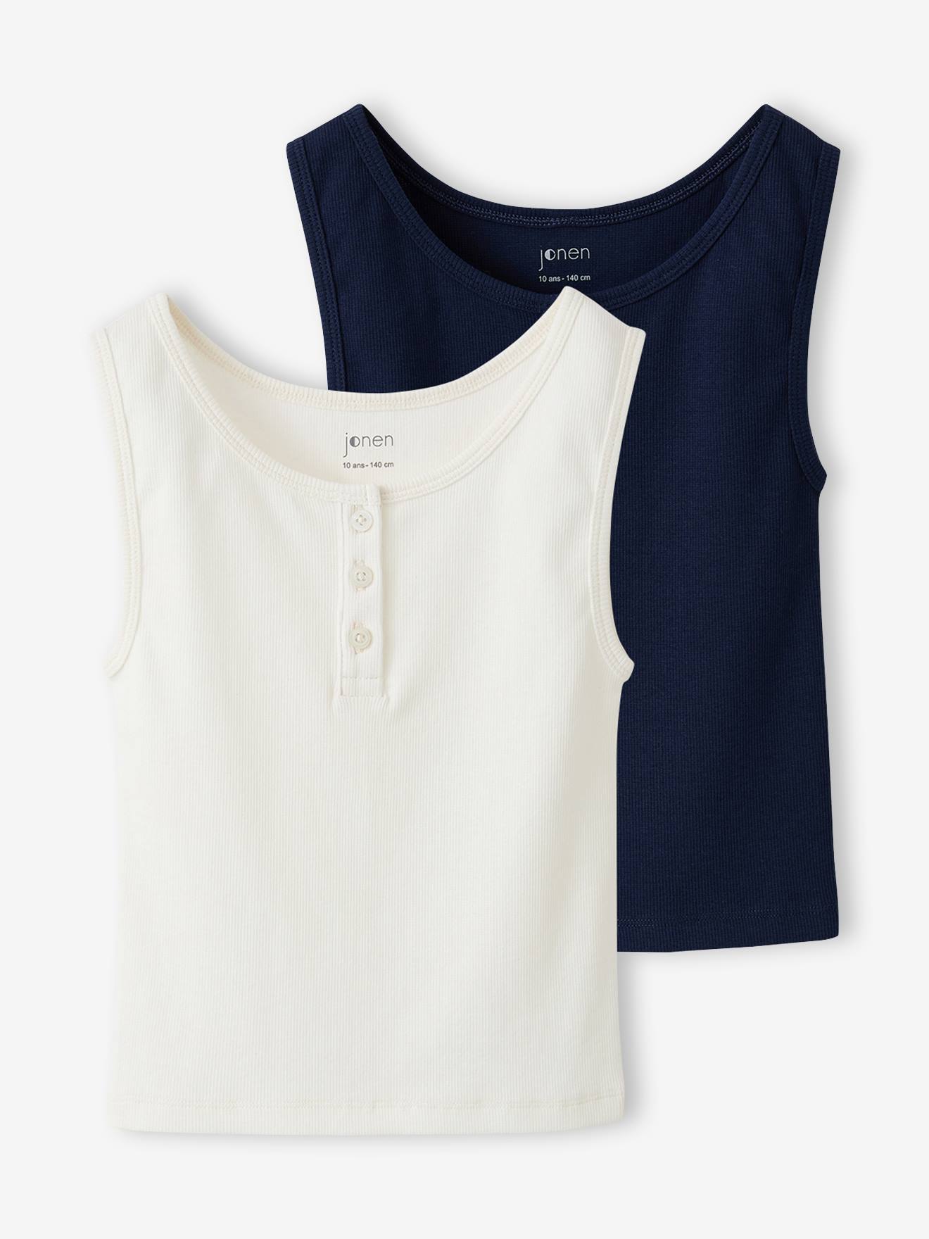 2er-Pack Tops mit Knopfleiste Ripp Mädchen JONEN