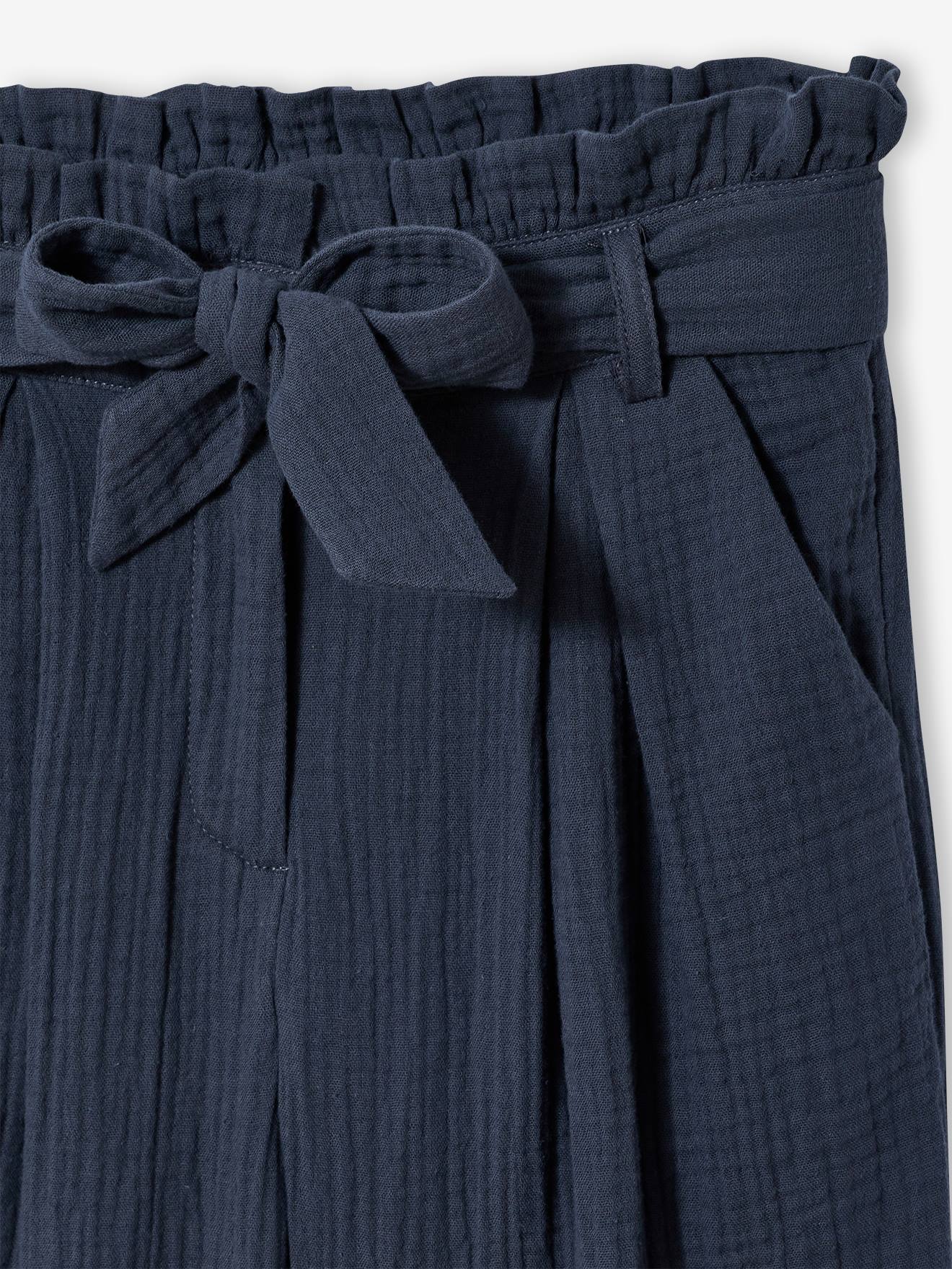 Thumbnail - Mädchen Paperbag-Hose aus Baumwoll-Musselin