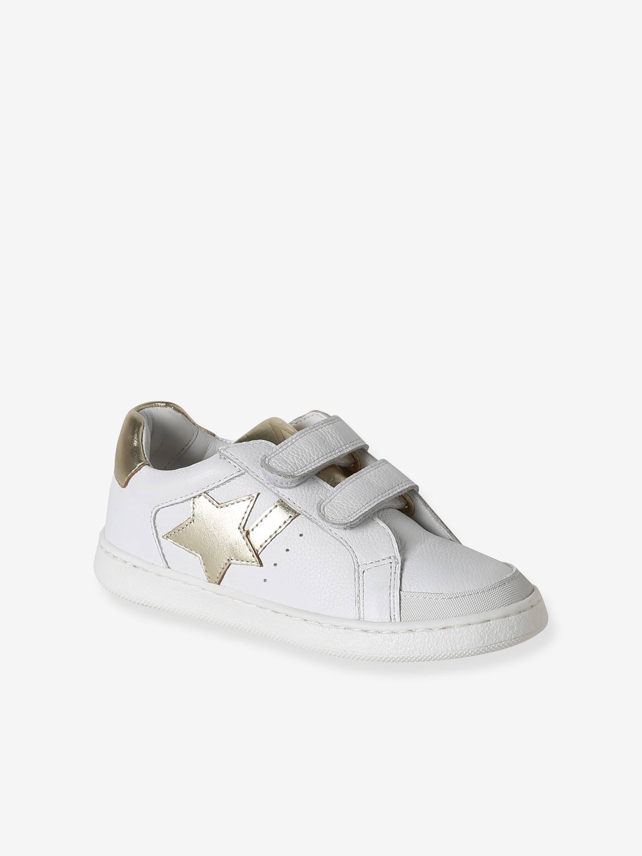 Kinder Ledersneakers mit Stern und Anziehtrick