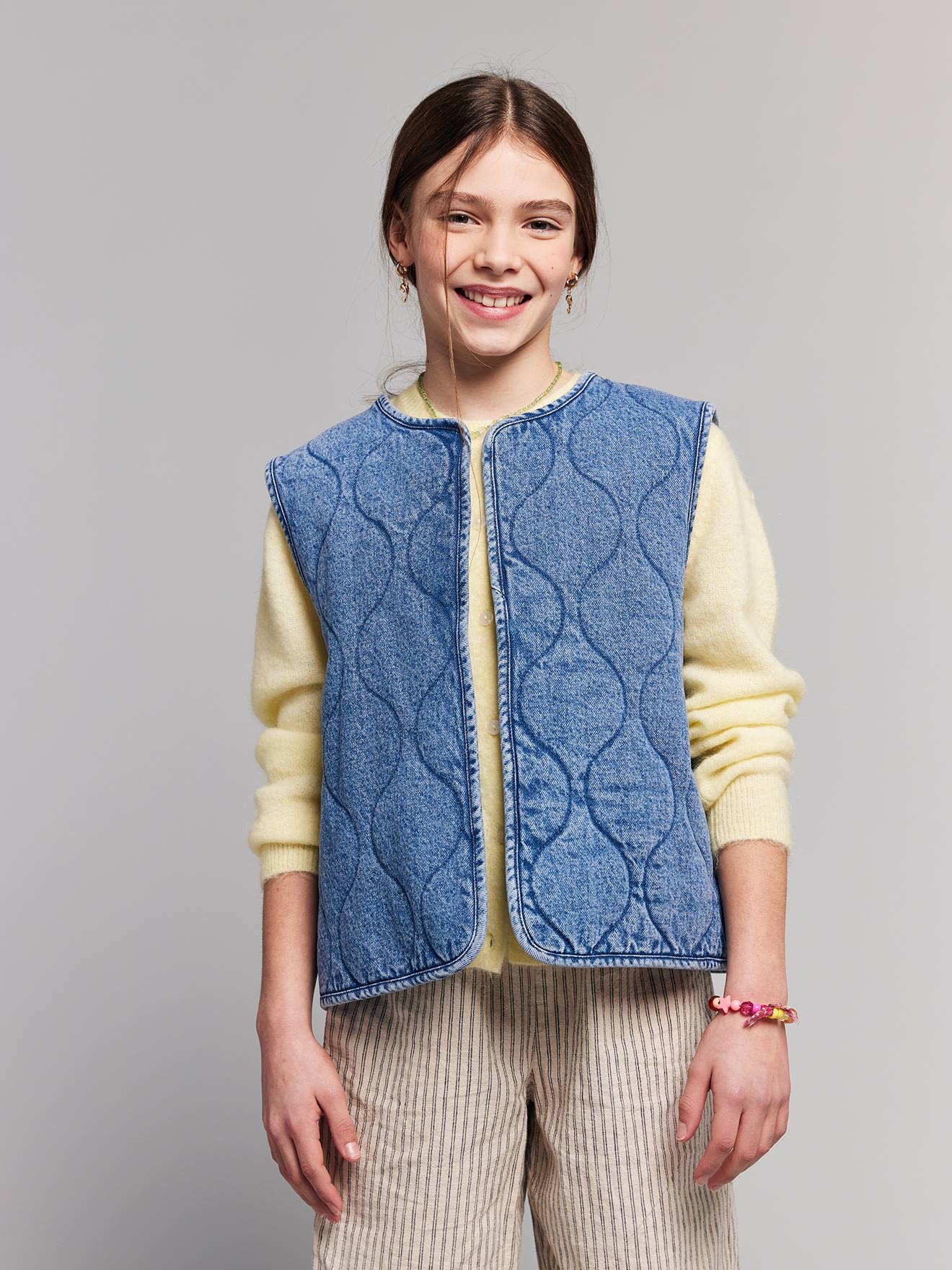 Jeansweste mit Wellensteppung