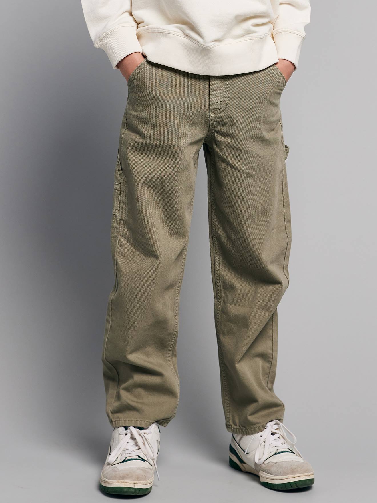 Jungen Hose aus Baumwoll-Canvas JONEN, Bundweite verstellbar salbeigrün Gr. 128