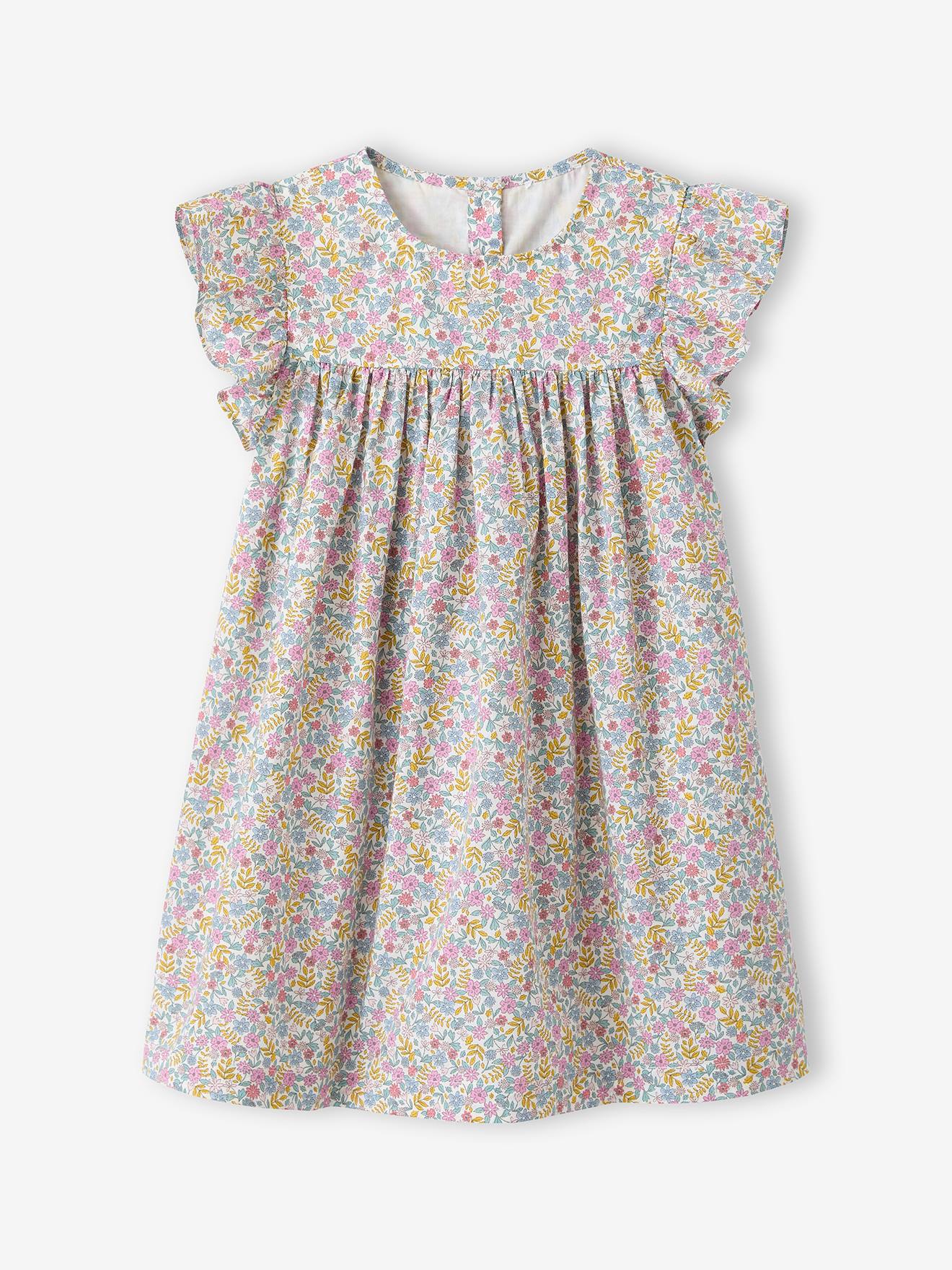 Kurzärmeliges Mädchen Sommerkleid weiß Gr. 110 von vertbaudet