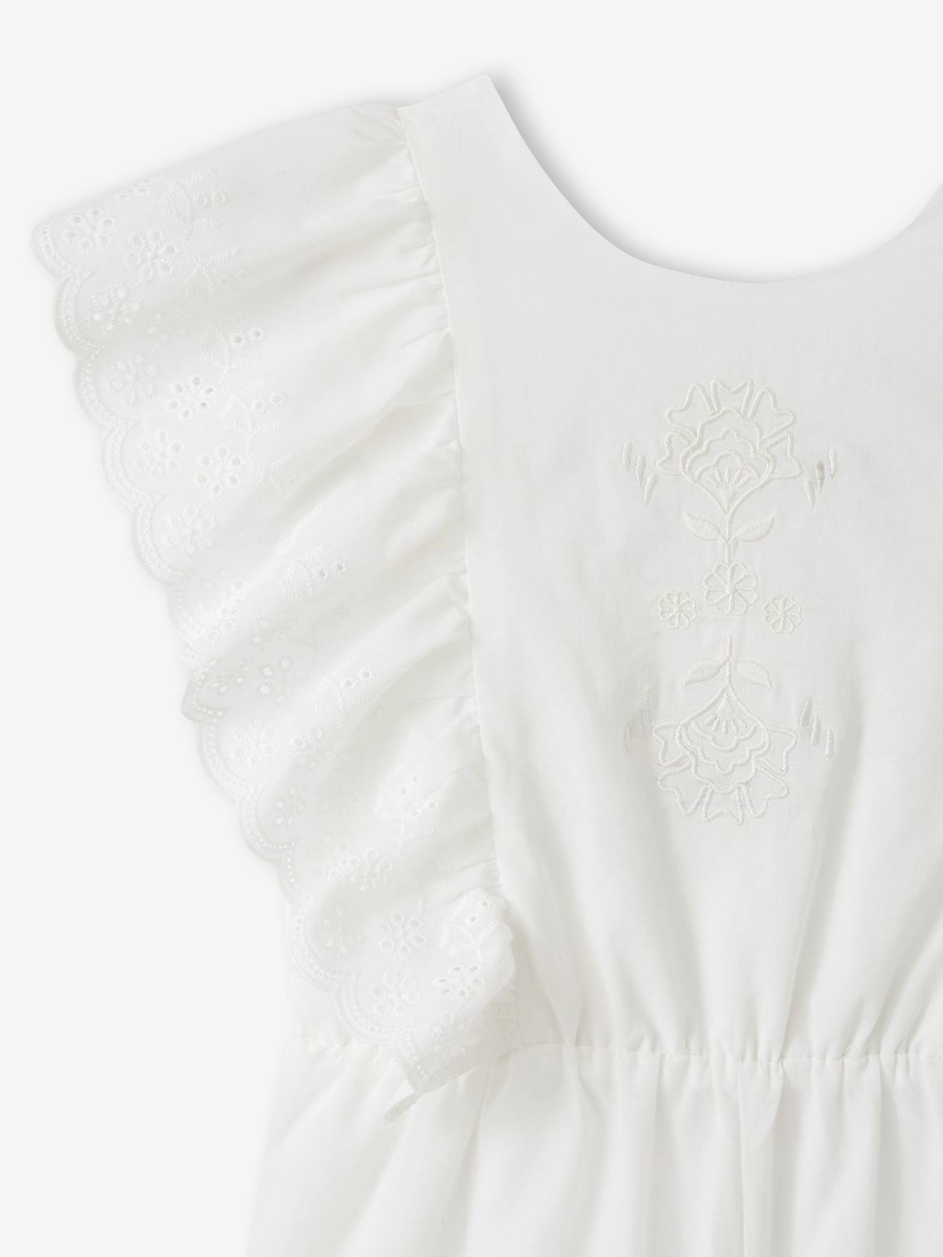 Thumbnail - Kurzer Mädchen Jumpsuit mit Stickerei und Volants