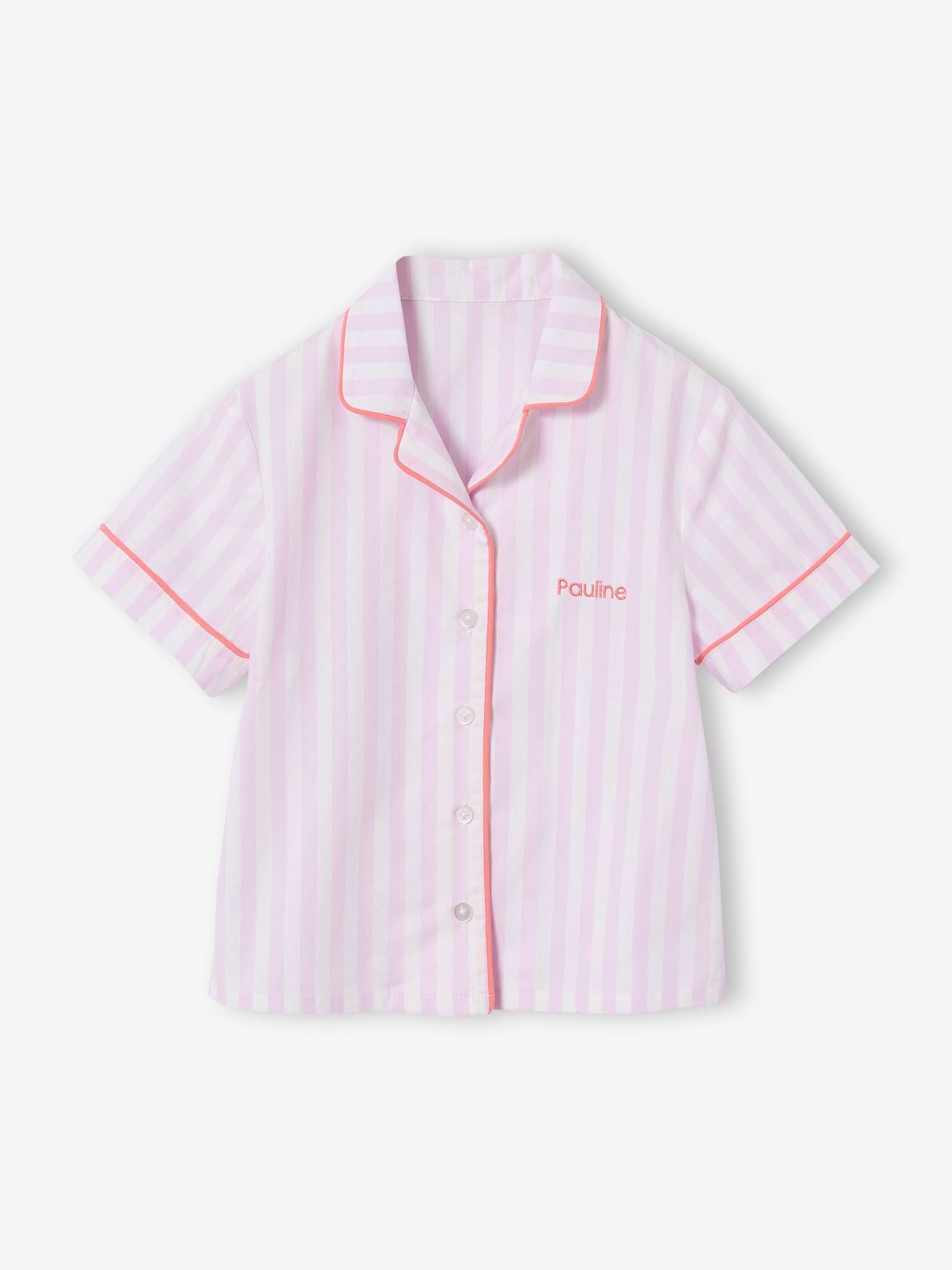 Thumbnail - Kurzer Schlafanzug mit Hemdkragen für Mädchen