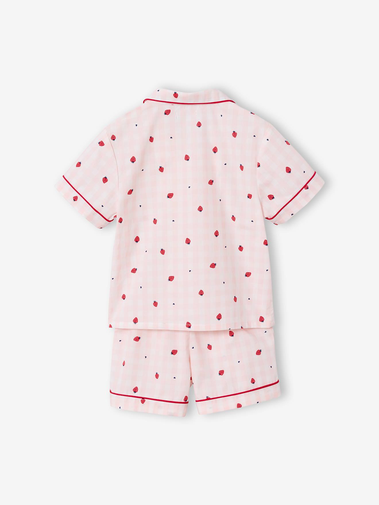 Thumbnail - Kurzer Schlafanzug mit Erdbeeren & kleinen Herzen für Mädchen hell