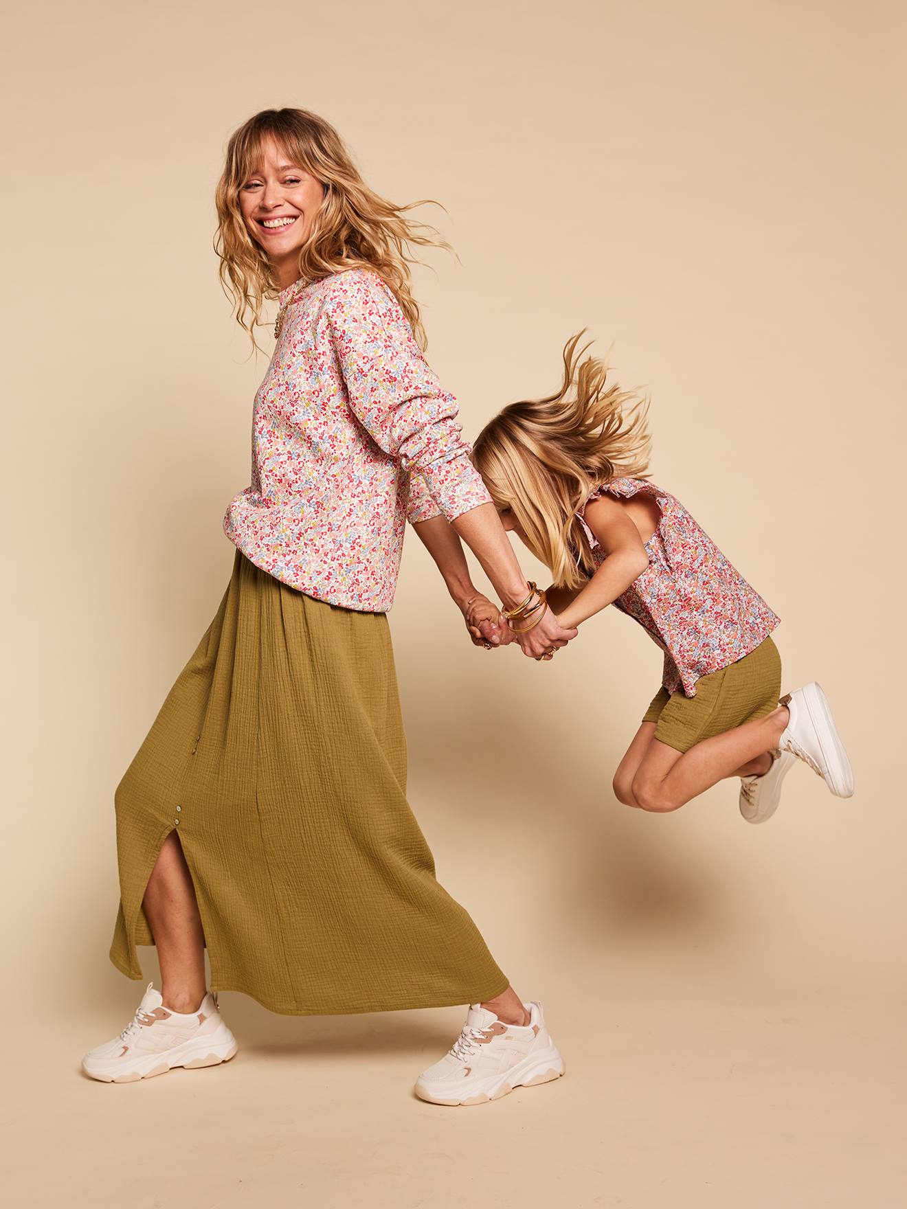 Umstands-Maxirock aus Baumwoll-Musselin ENVIE DE FRAISE, Mama-Tochter-Capsule olivgrün Gr. 44