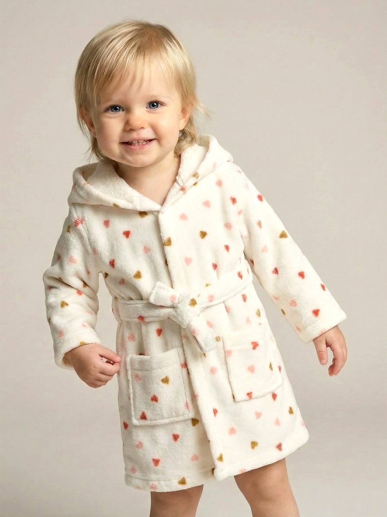 Bademantel HERZ Baby mit Recycling-Baumwolle, personalisierbar weiß Gr. 86 von vertbaudet